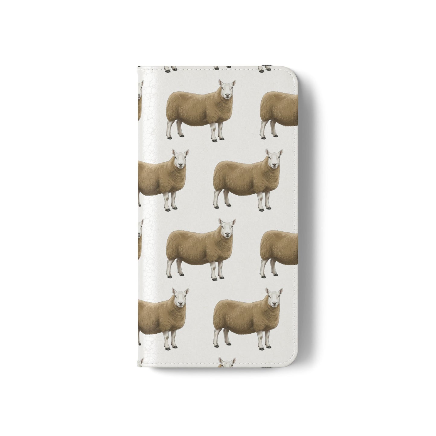 Cheviot Sheep Pattern Flip Phone Case – Cute Pastoral Wallet Cover with Card Slots