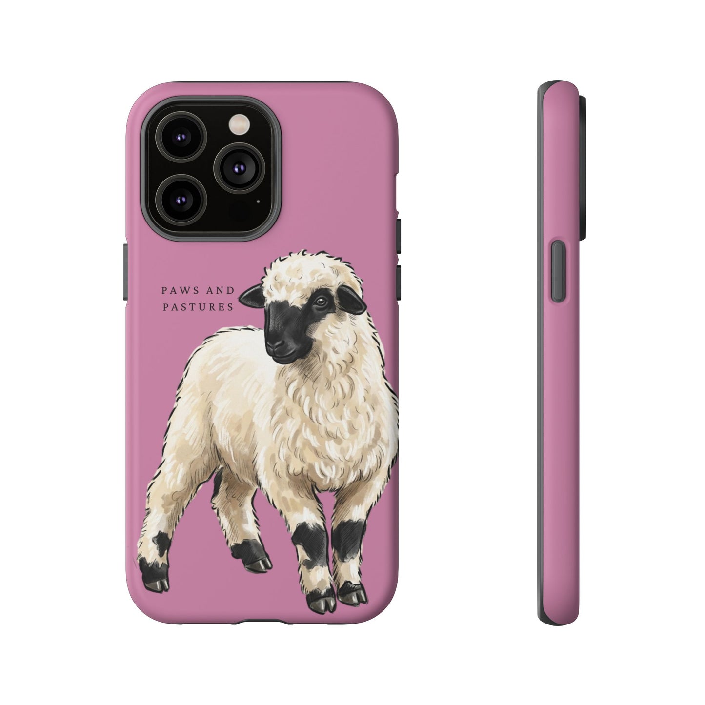 Pink Valais Blacknose Sheep Phone Case – 'Paws and Pastures' Cute Lamb Protective iPhone Cover