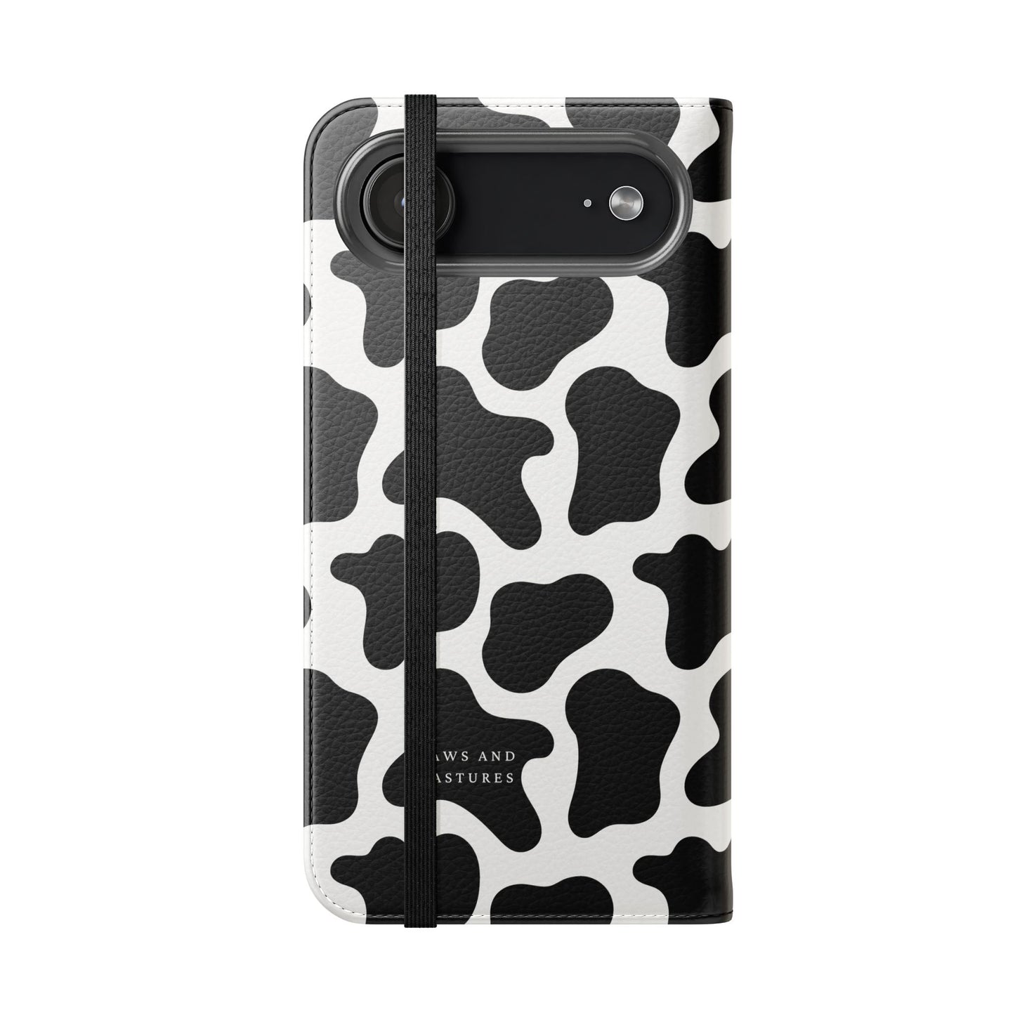 Cow Print Flip Phone Case — Black & White Wallet Flip Case