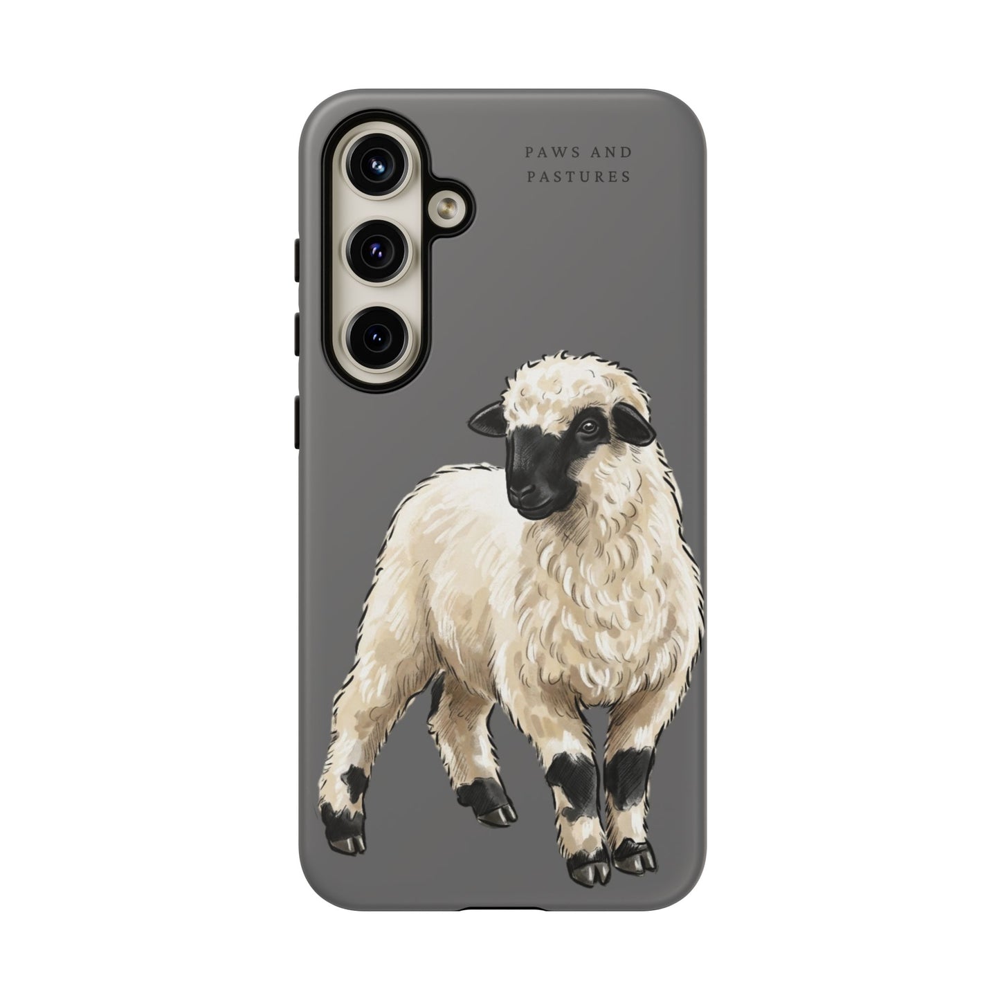 Grey Valais Blacknose Sheep Phone Case – 'Paws and Pastures' Cute Lamb Protective iPhone Cover