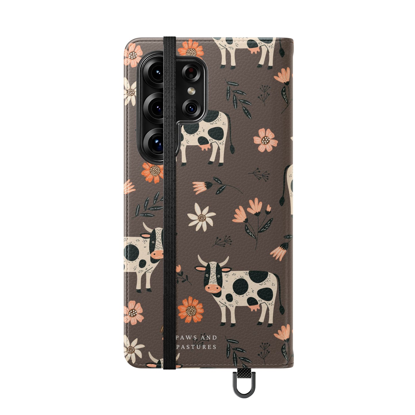 Cow Floral Flip Phone Case – Folklore Farm Pattern Wallet Case