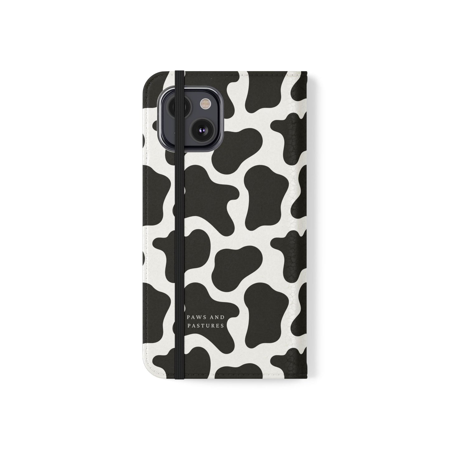 Cow Print Flip Phone Case — Black & White Wallet Flip Case