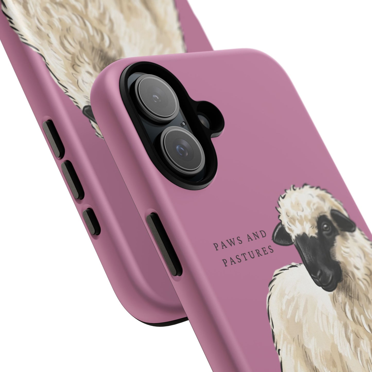 Pink Valais Blacknose Sheep Phone Case – 'Paws and Pastures' Cute Lamb Protective iPhone Cover