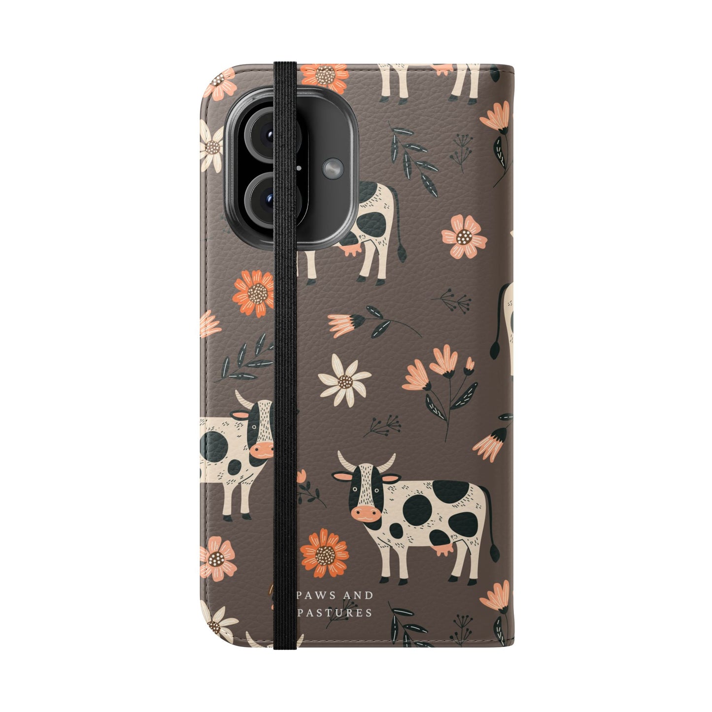 Cow Floral Flip Phone Case – Folklore Farm Pattern Wallet Case