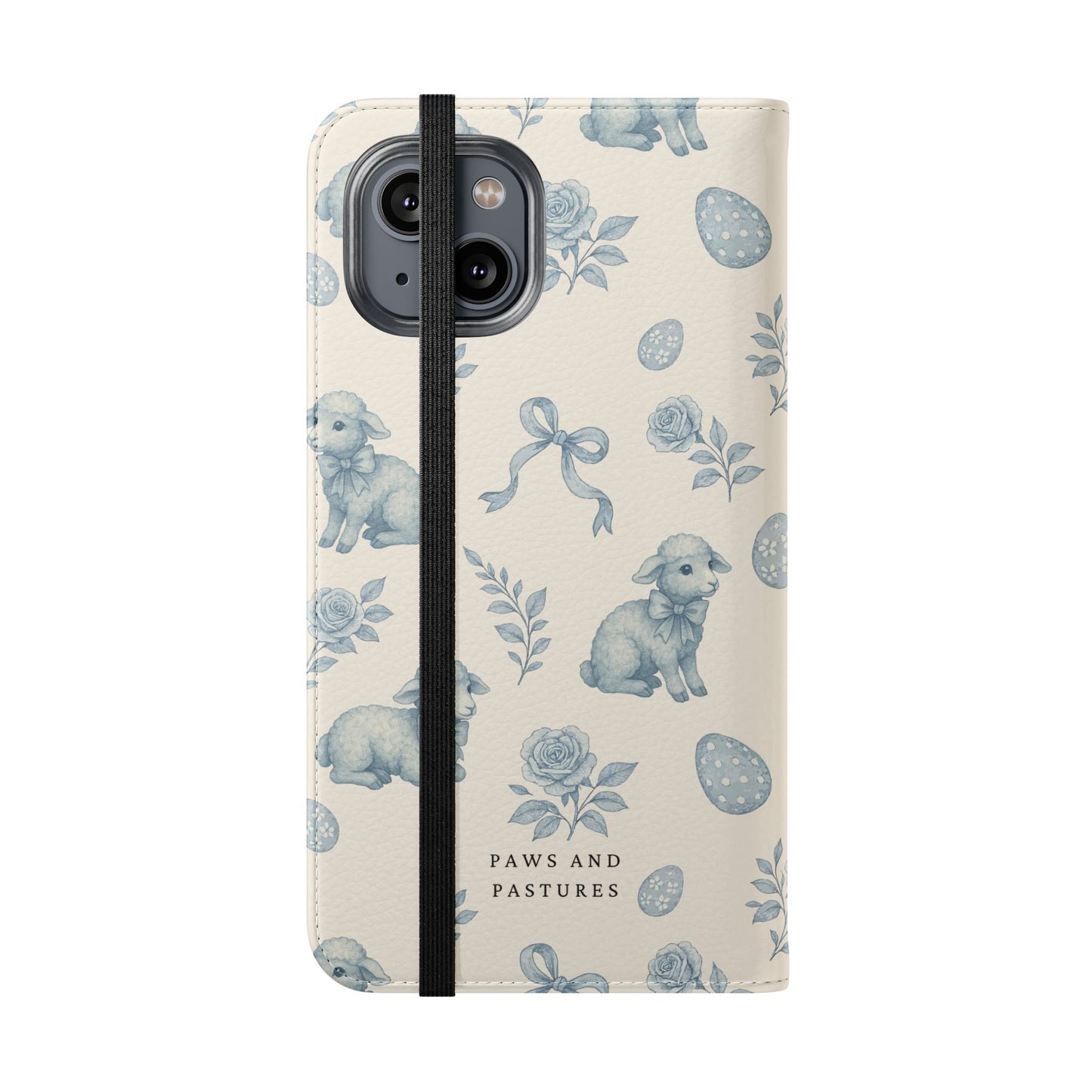 Flip Case — Pastel Blue Easter Lamb Pattern Phone Wallet