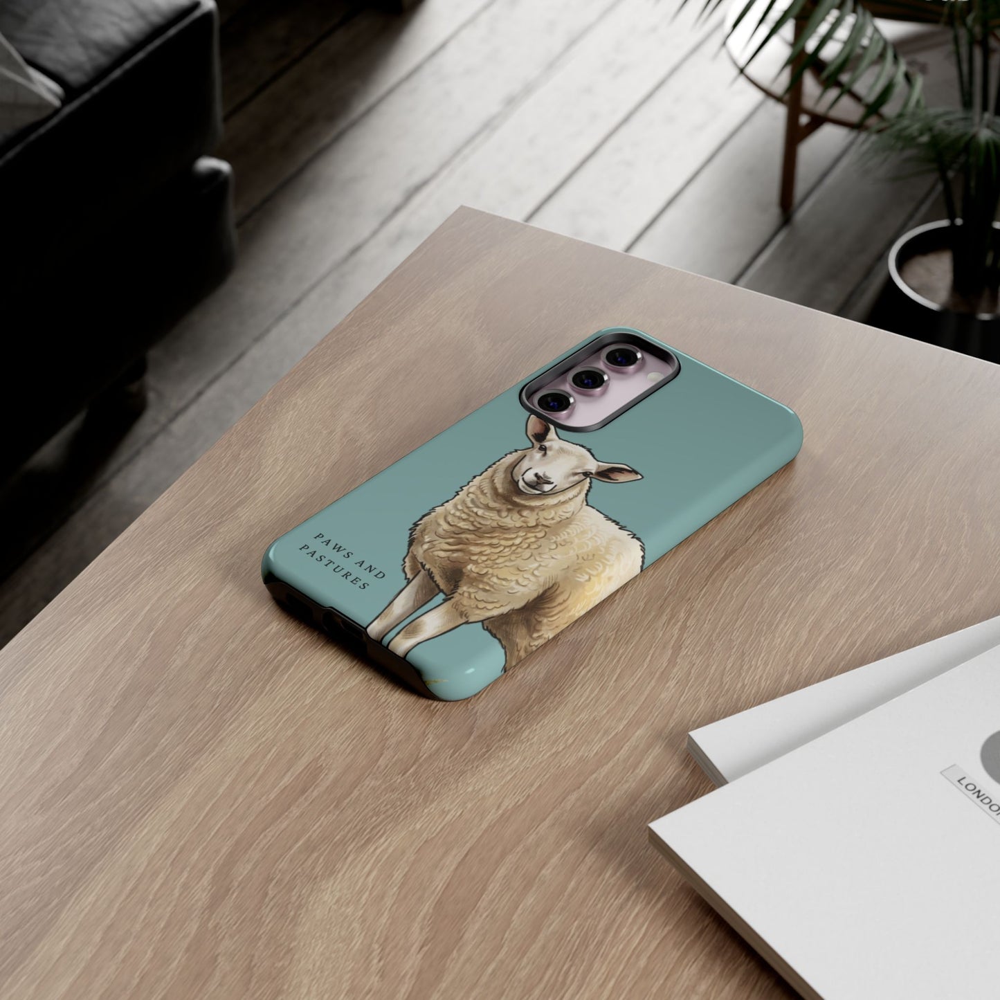 Teal Sheep Illustration Tough Phone Case