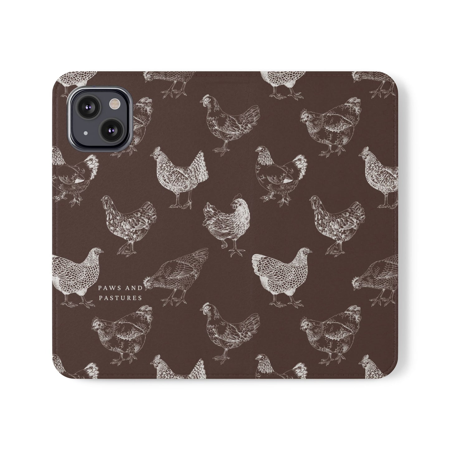 Chicken Pattern Flip Phone Case – Rustic Farmhouse Wallet Cover