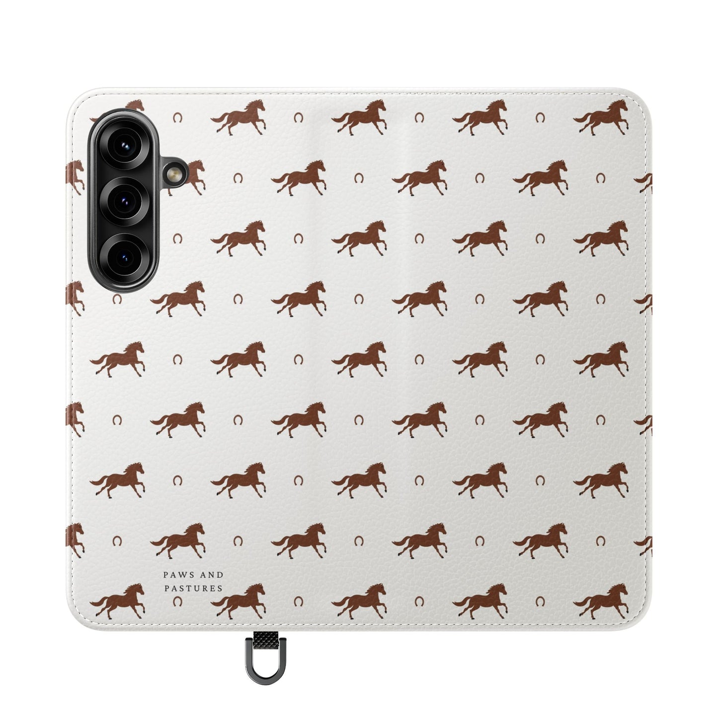 Horse Pattern Flip Case — Leather Wallet Phone Cover with Galloping Horses