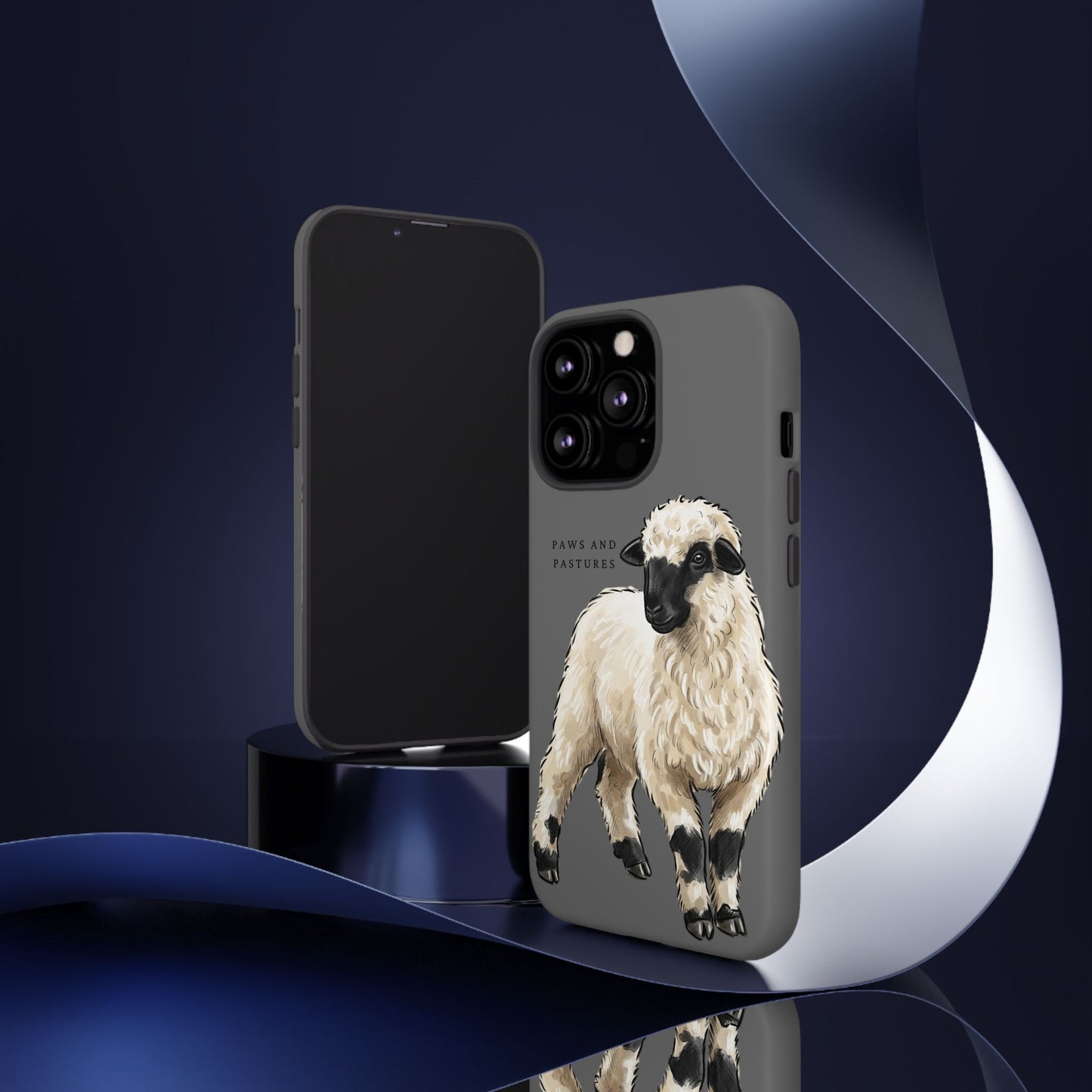 Grey Valais Blacknose Sheep Phone Case – 'Paws and Pastures' Cute Lamb Protective iPhone Cover