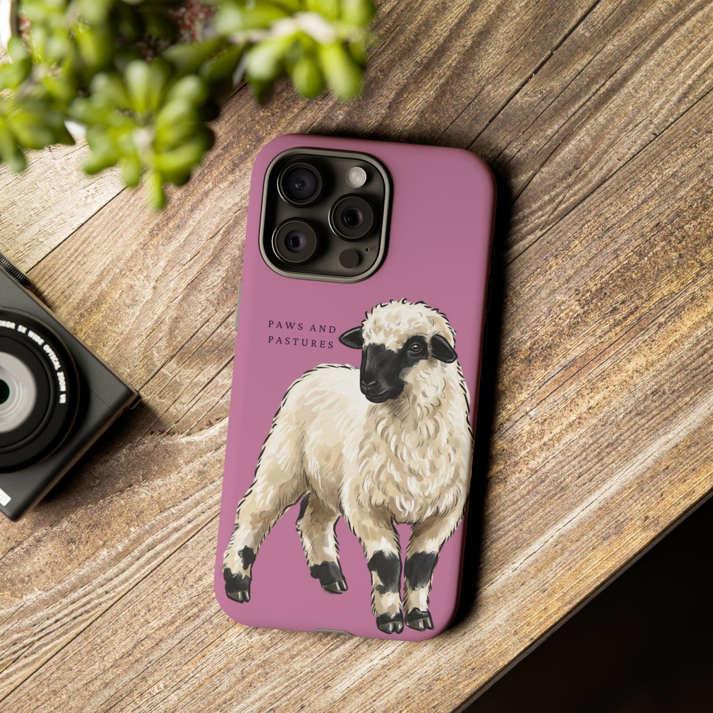 Pink Valais Blacknose Sheep Phone Case – 'Paws and Pastures' Cute Lamb Protective iPhone Cover