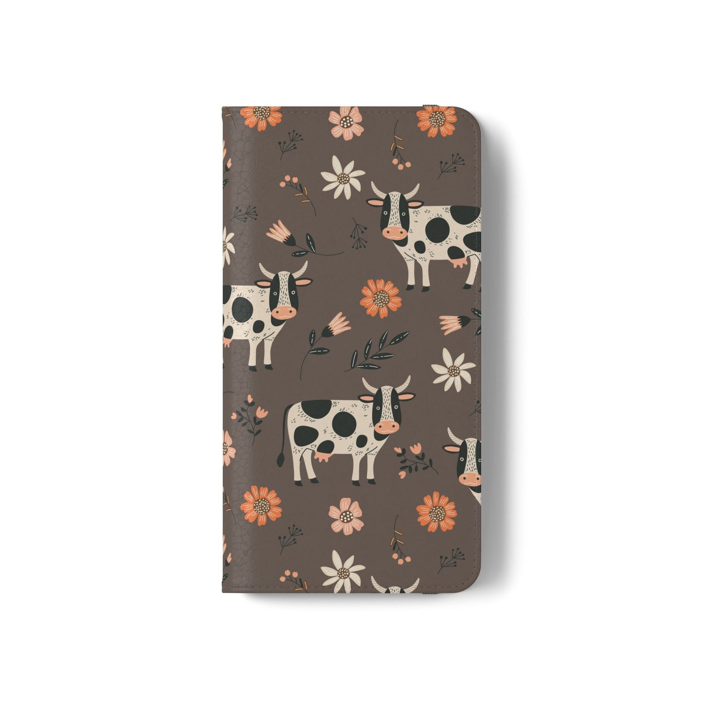 Cow Floral Flip Phone Case – Folklore Farm Pattern Wallet Case