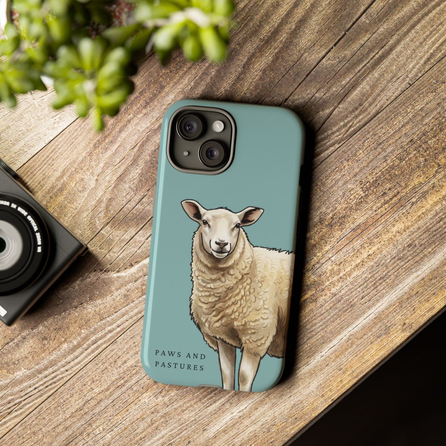 Teal Sheep Illustration Tough Phone Case