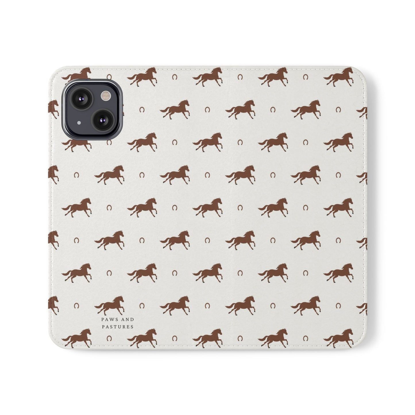 Horse Pattern Flip Case — Leather Wallet Phone Cover with Galloping Horses