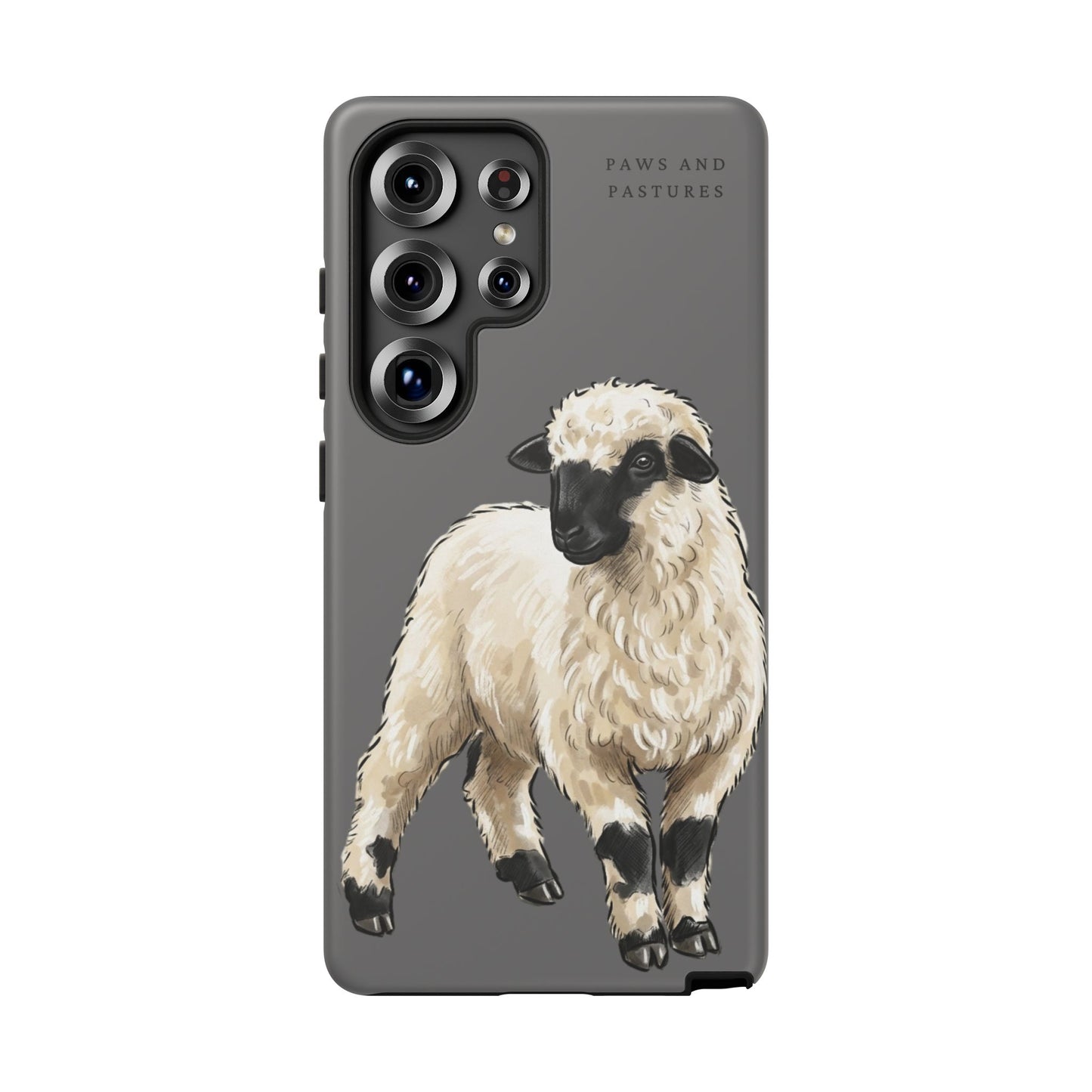 Grey Valais Blacknose Sheep Phone Case – 'Paws and Pastures' Cute Lamb Protective iPhone Cover