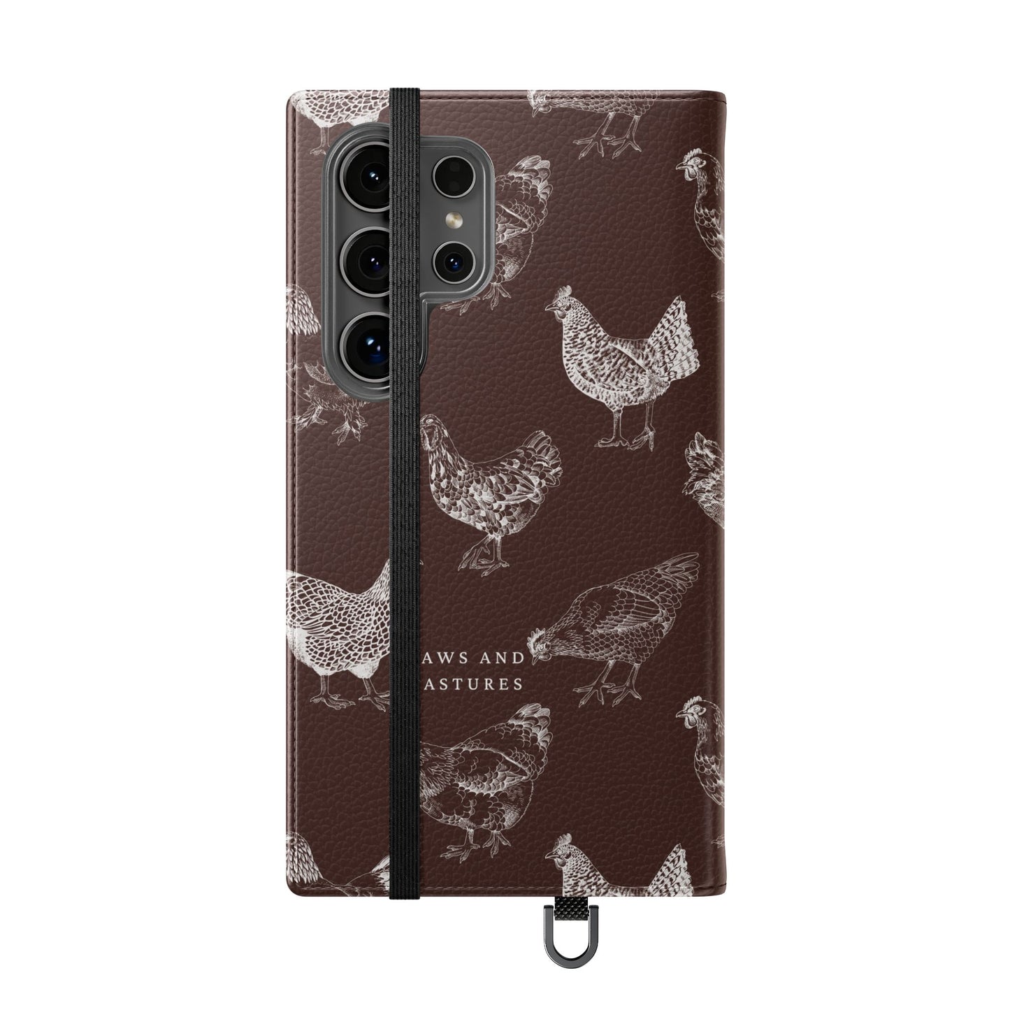 Chicken Pattern Flip Phone Case – Rustic Farmhouse Wallet Cover