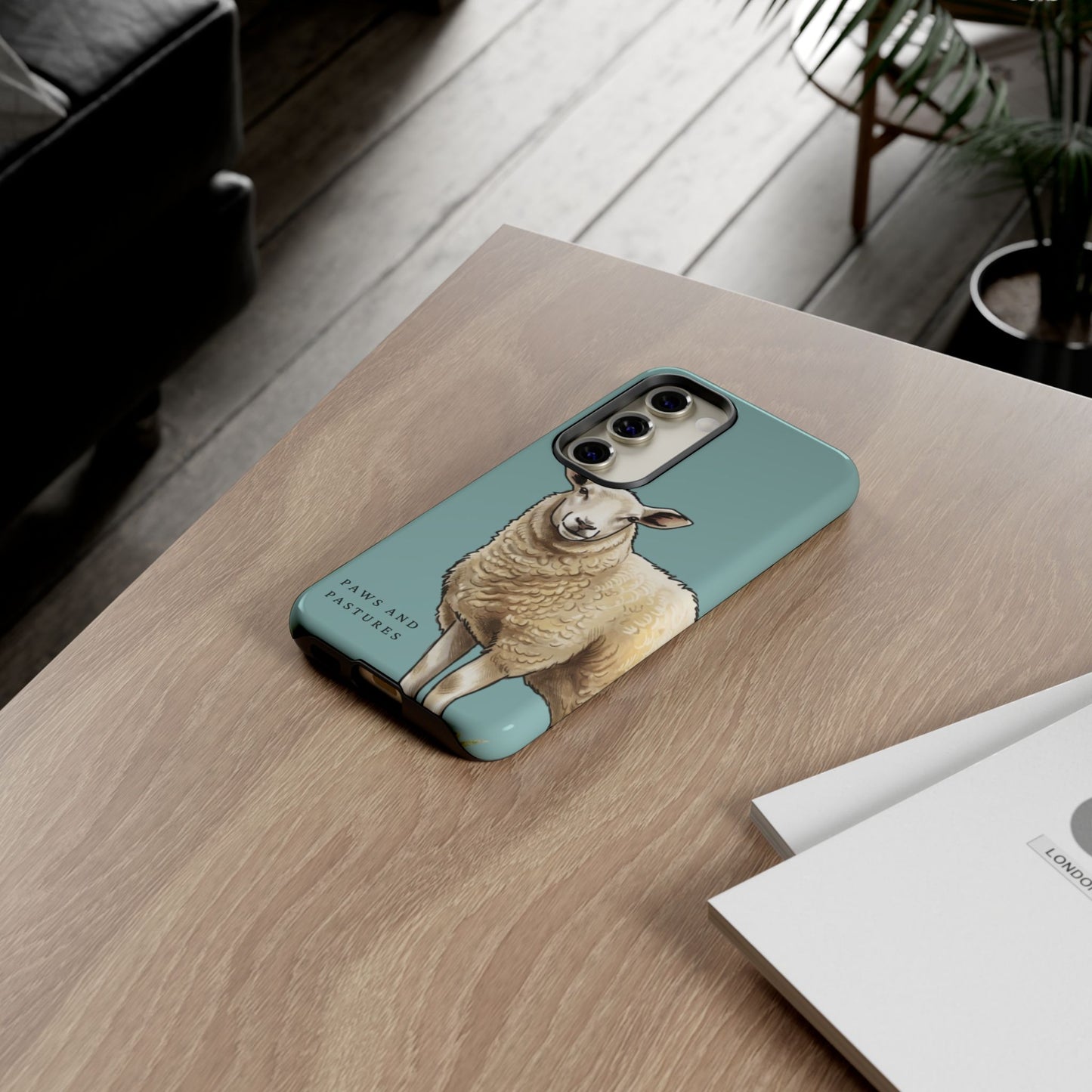 Teal Sheep Illustration Tough Phone Case