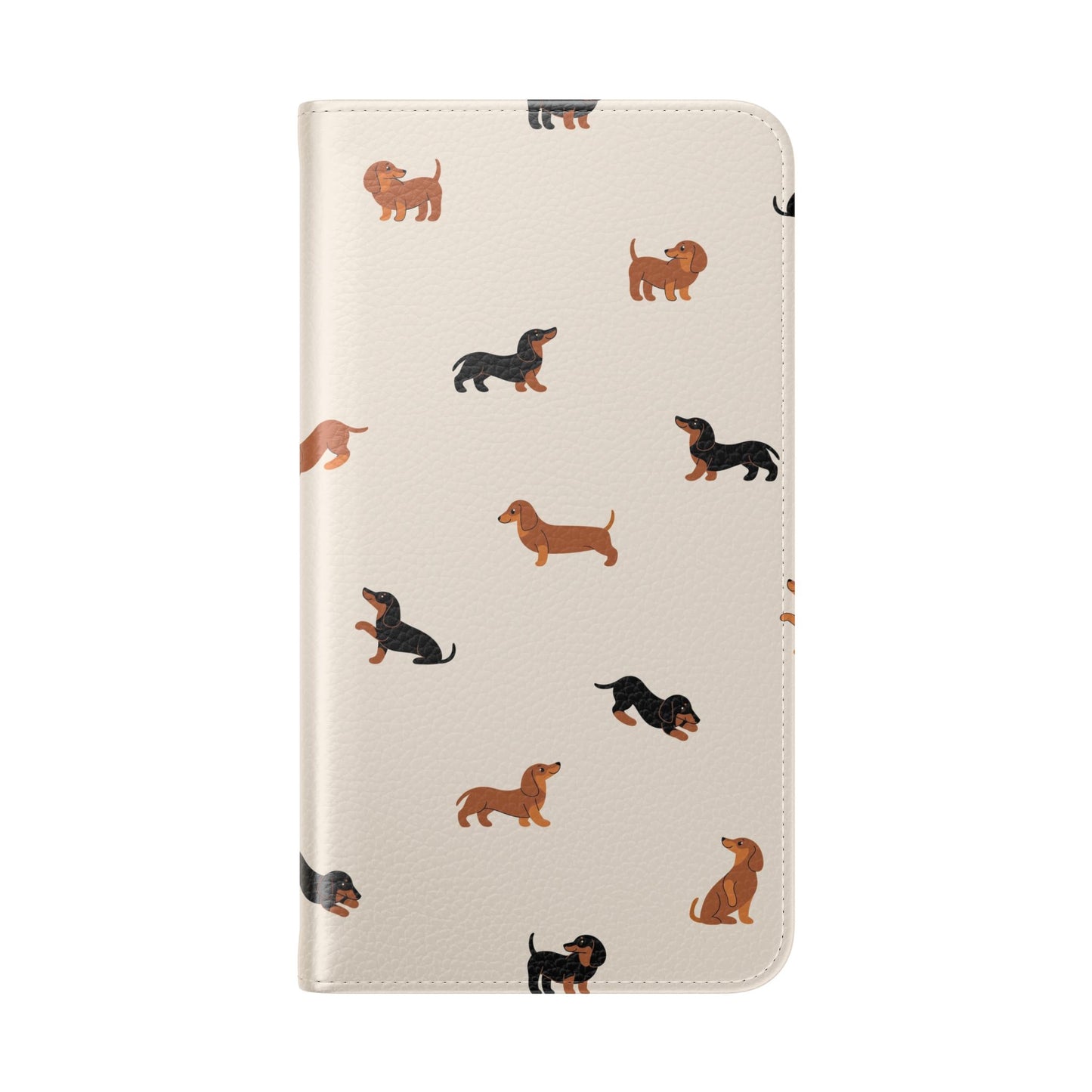 Dachshund Pattern Flip Phone Case — Wallet Folio with Card Slots