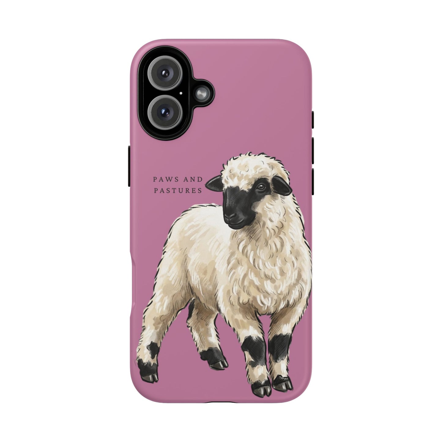 Pink Valais Blacknose Sheep Phone Case – 'Paws and Pastures' Cute Lamb Protective iPhone Cover