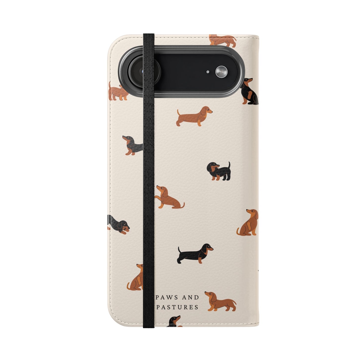 Dachshund Pattern Flip Phone Case — Wallet Folio with Card Slots