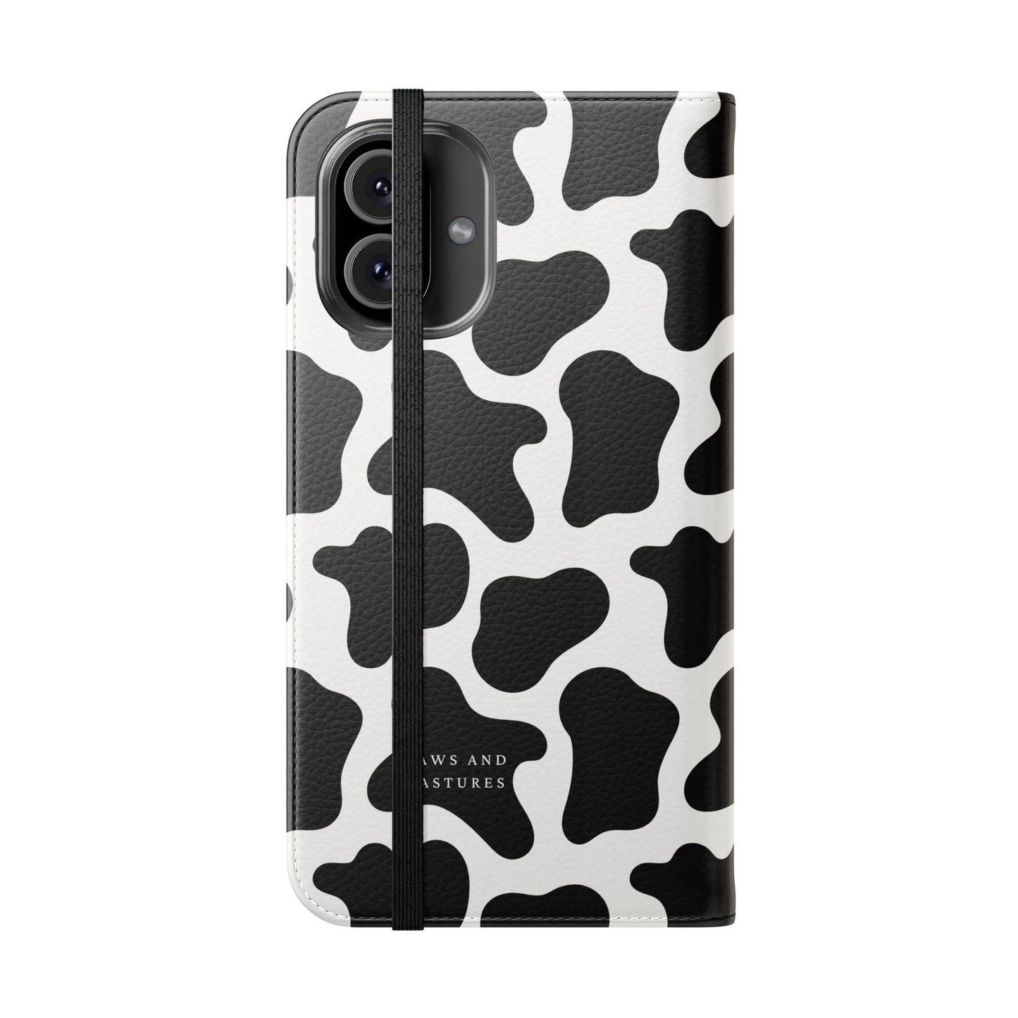 Cow Print Flip Phone Case — Black & White Wallet Flip Case