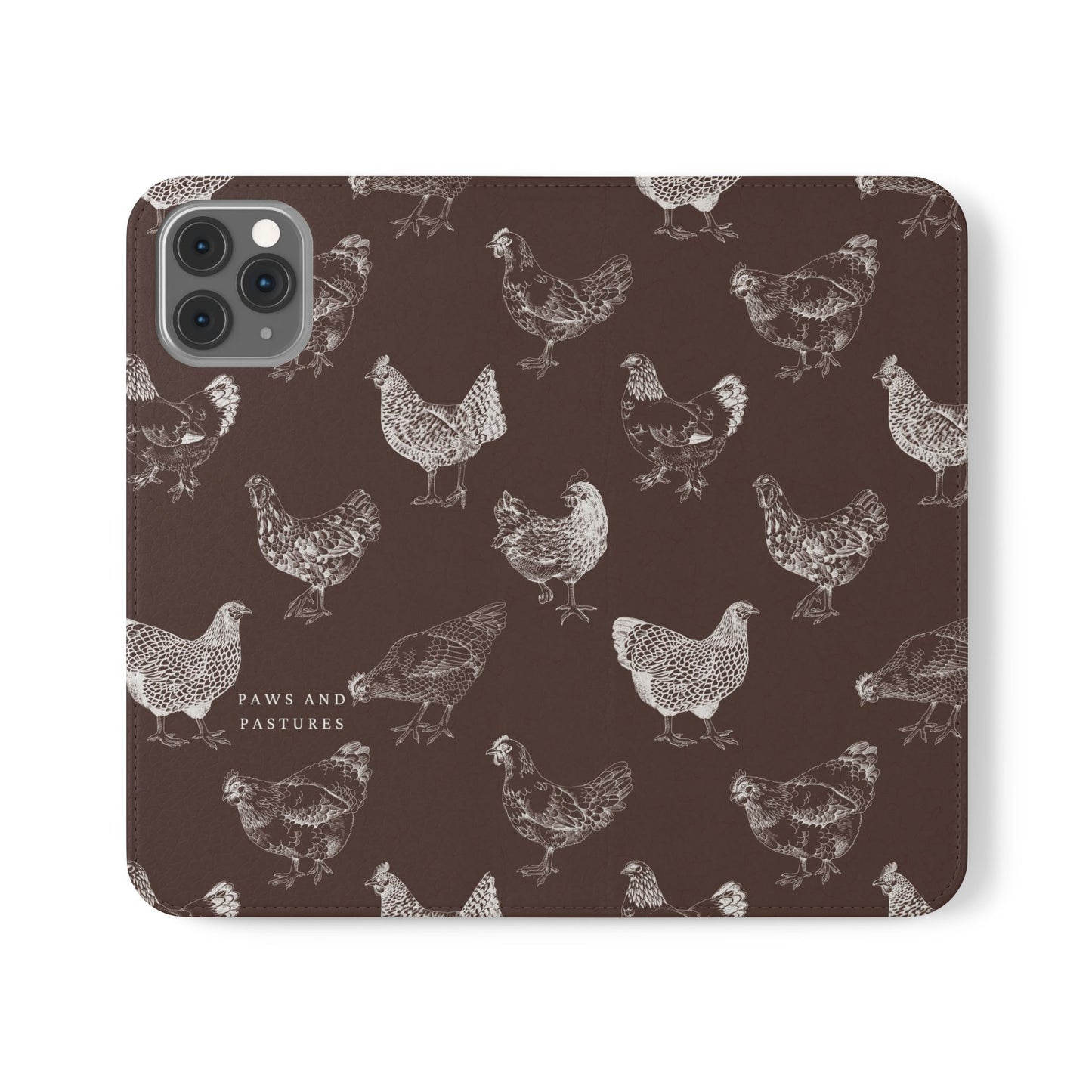 Chicken Pattern Flip Phone Case – Rustic Farmhouse Wallet Cover