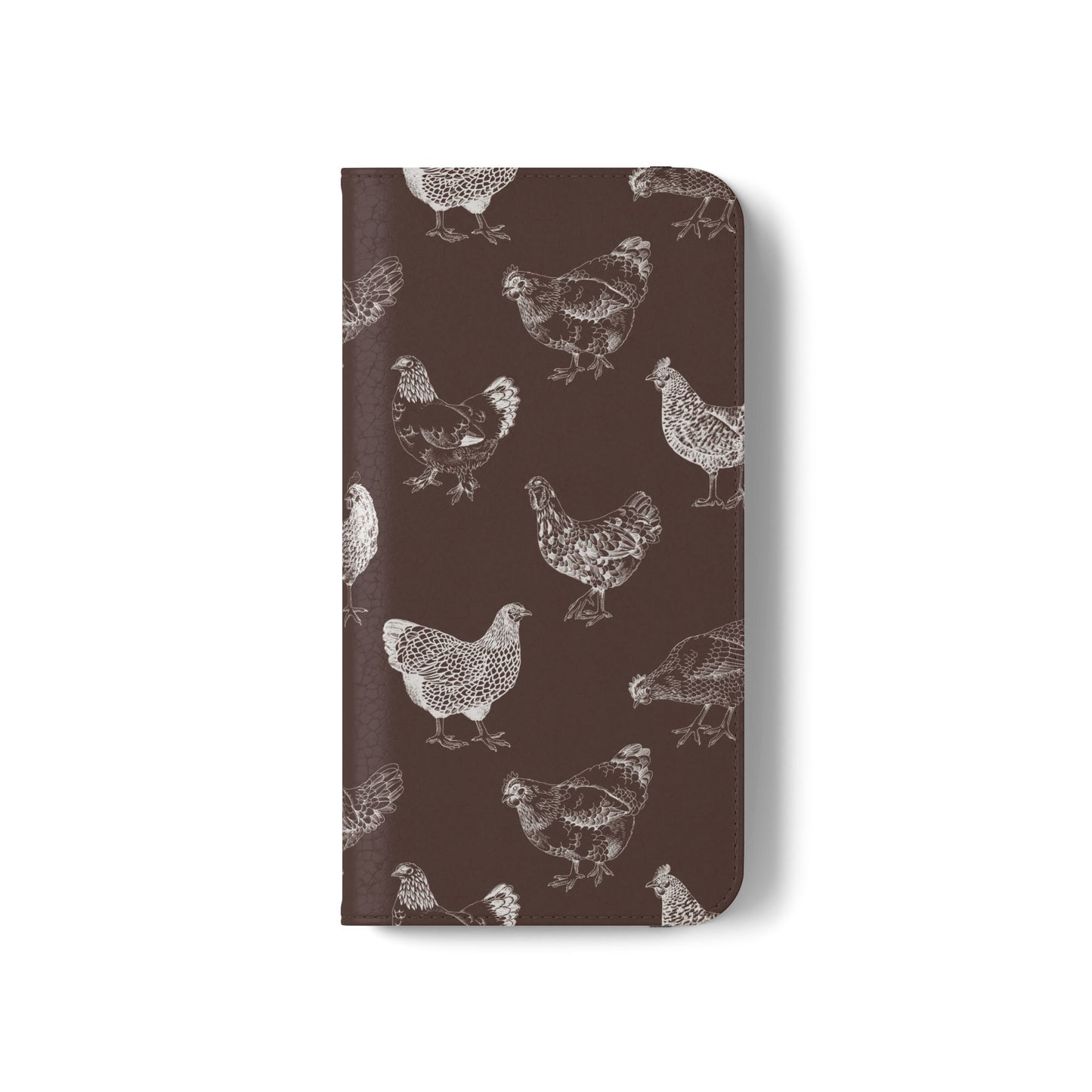 Chicken Pattern Flip Phone Case – Rustic Farmhouse Wallet Cover