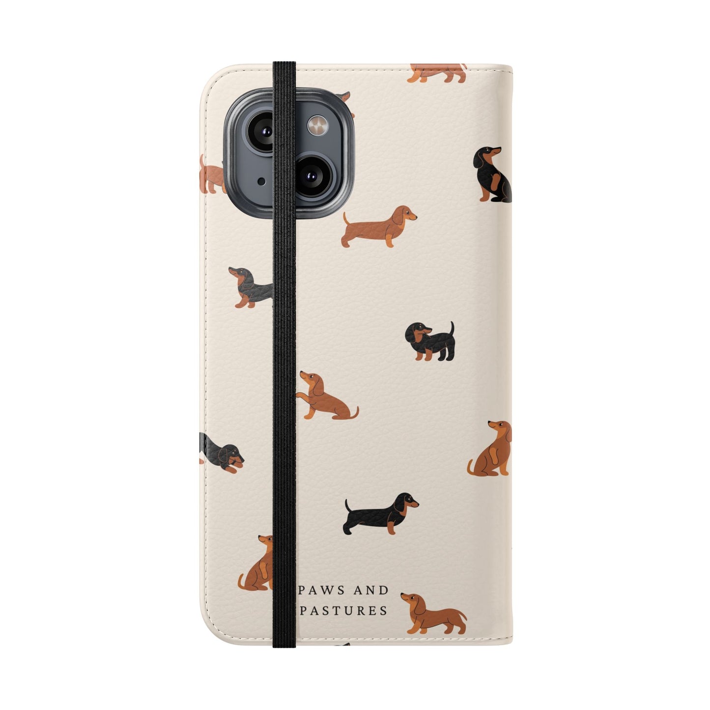 Dachshund Pattern Flip Phone Case — Wallet Folio with Card Slots