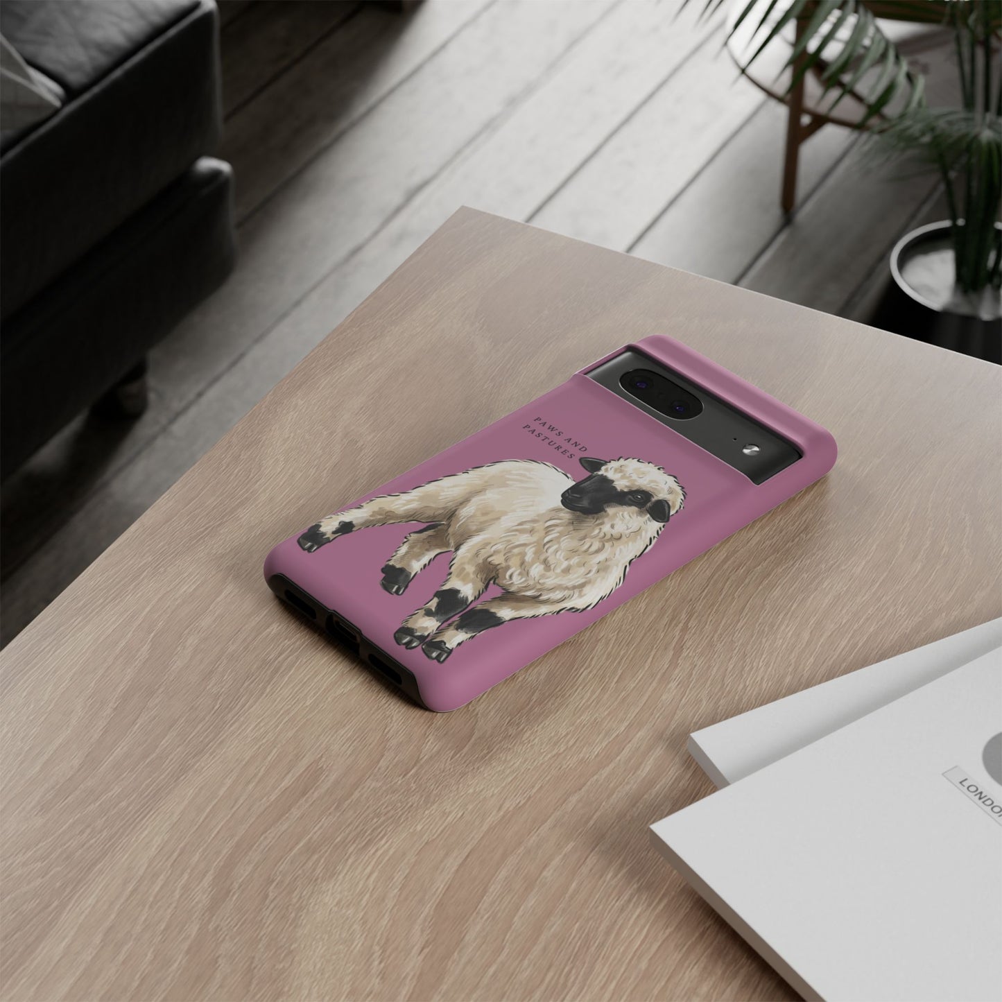 Pink Valais Blacknose Sheep Phone Case – 'Paws and Pastures' Cute Lamb Protective iPhone Cover