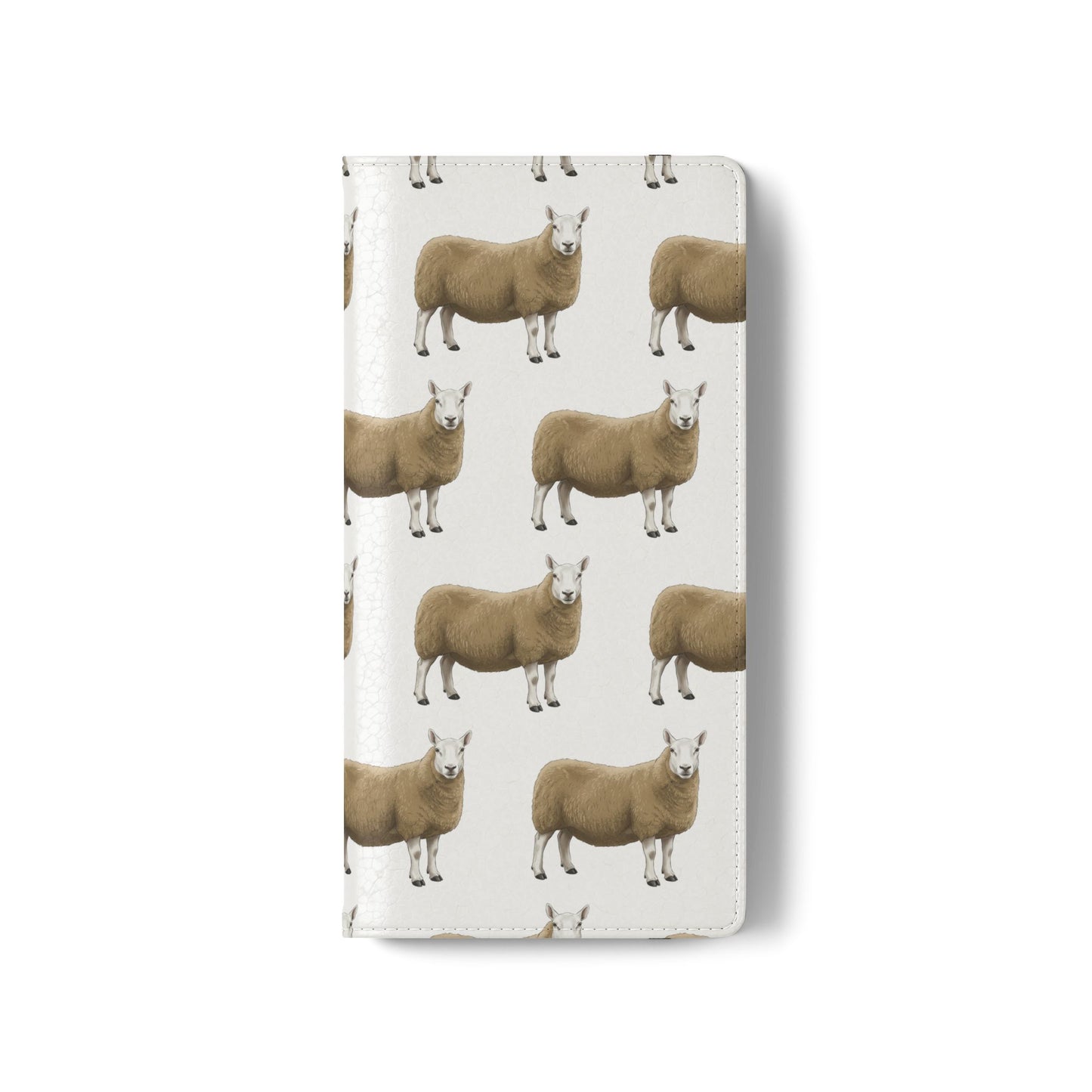 Cheviot Sheep Pattern Flip Phone Case – Cute Pastoral Wallet Cover with Card Slots