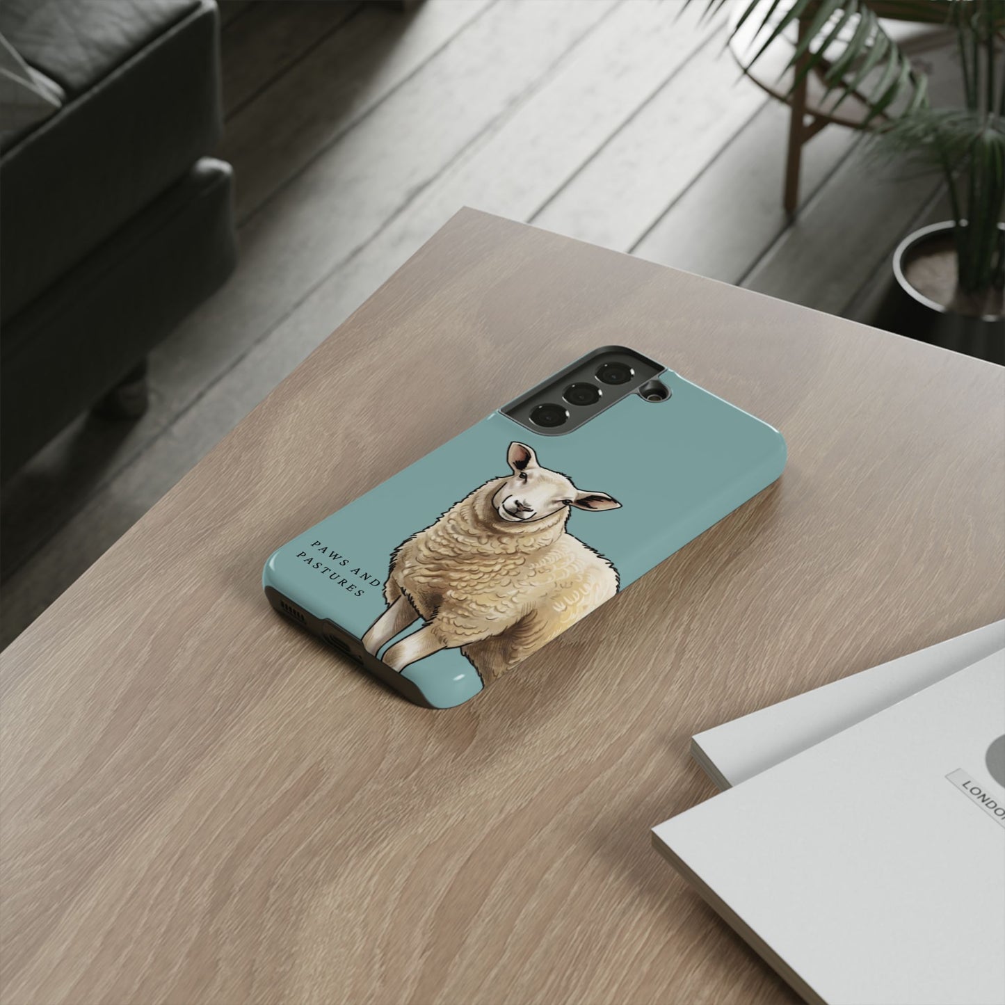 Teal Sheep Illustration Tough Phone Case