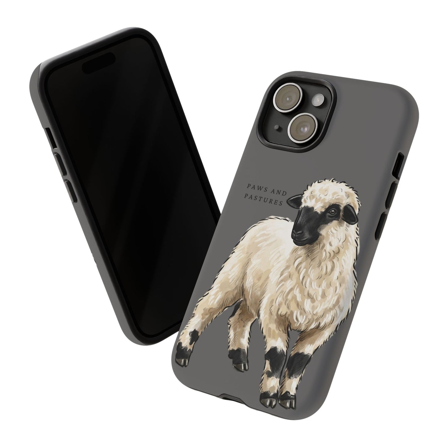 Grey Valais Blacknose Sheep Phone Case – 'Paws and Pastures' Cute Lamb Protective iPhone Cover
