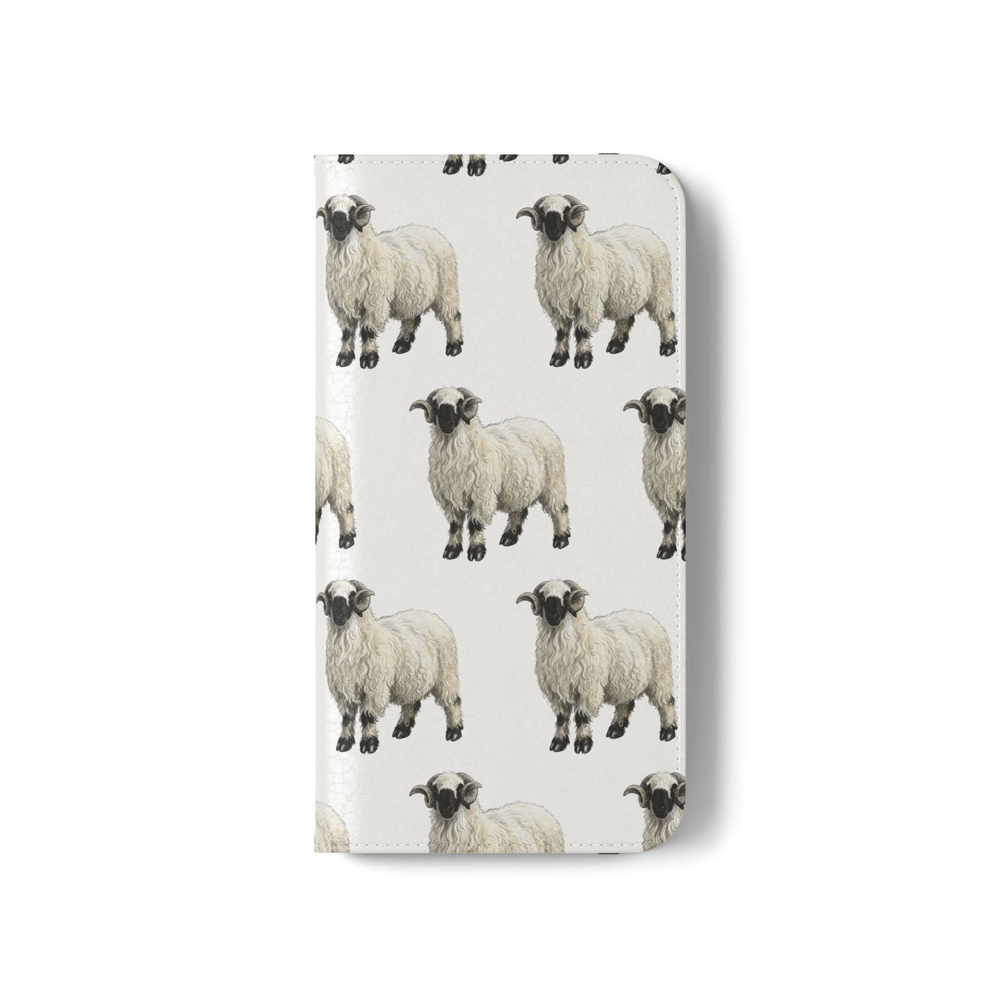 Valais Blacknose Sheep Pattern Flip Phone Case – Cute Farm Animal Wallet Cover