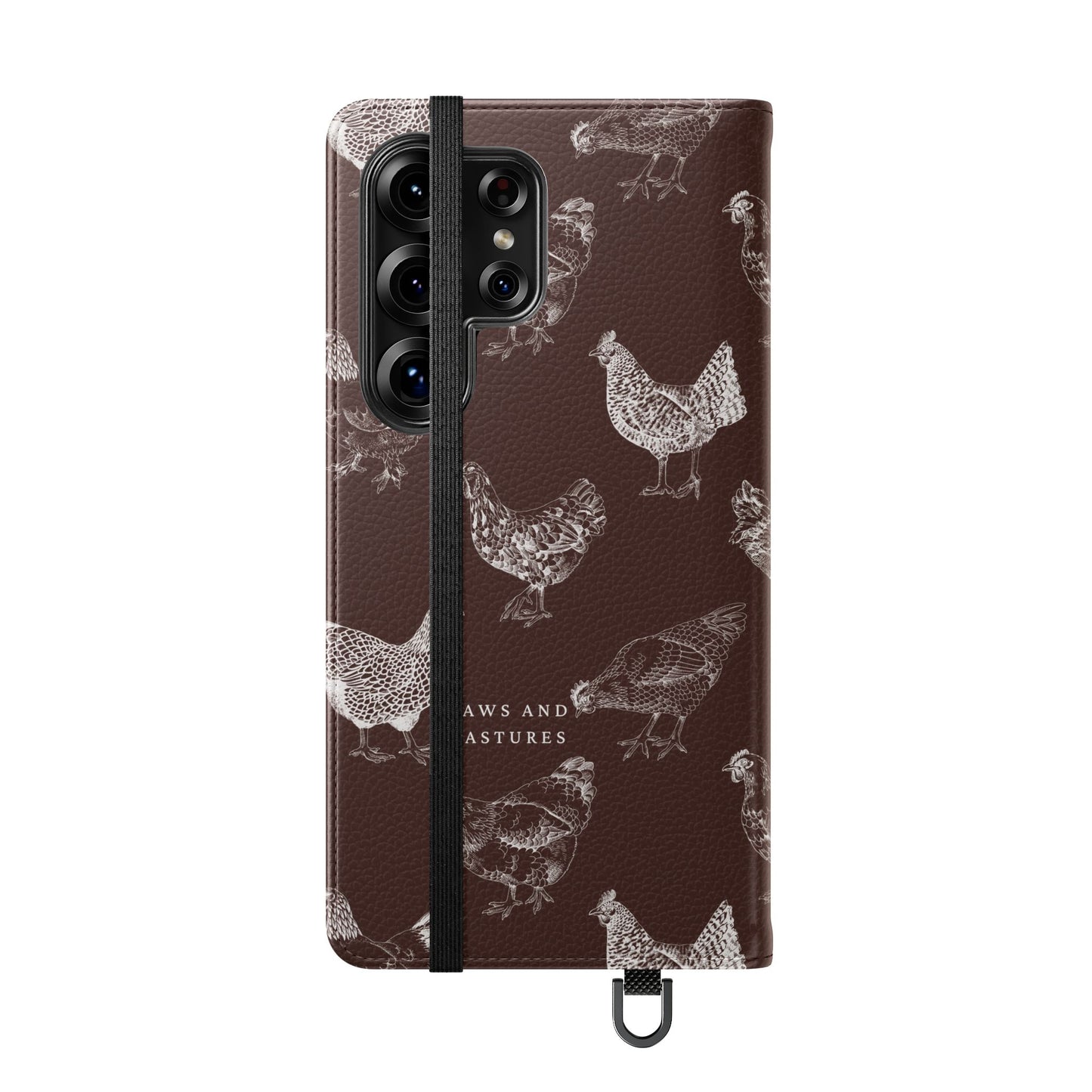 Chicken Pattern Flip Phone Case – Rustic Farmhouse Wallet Cover