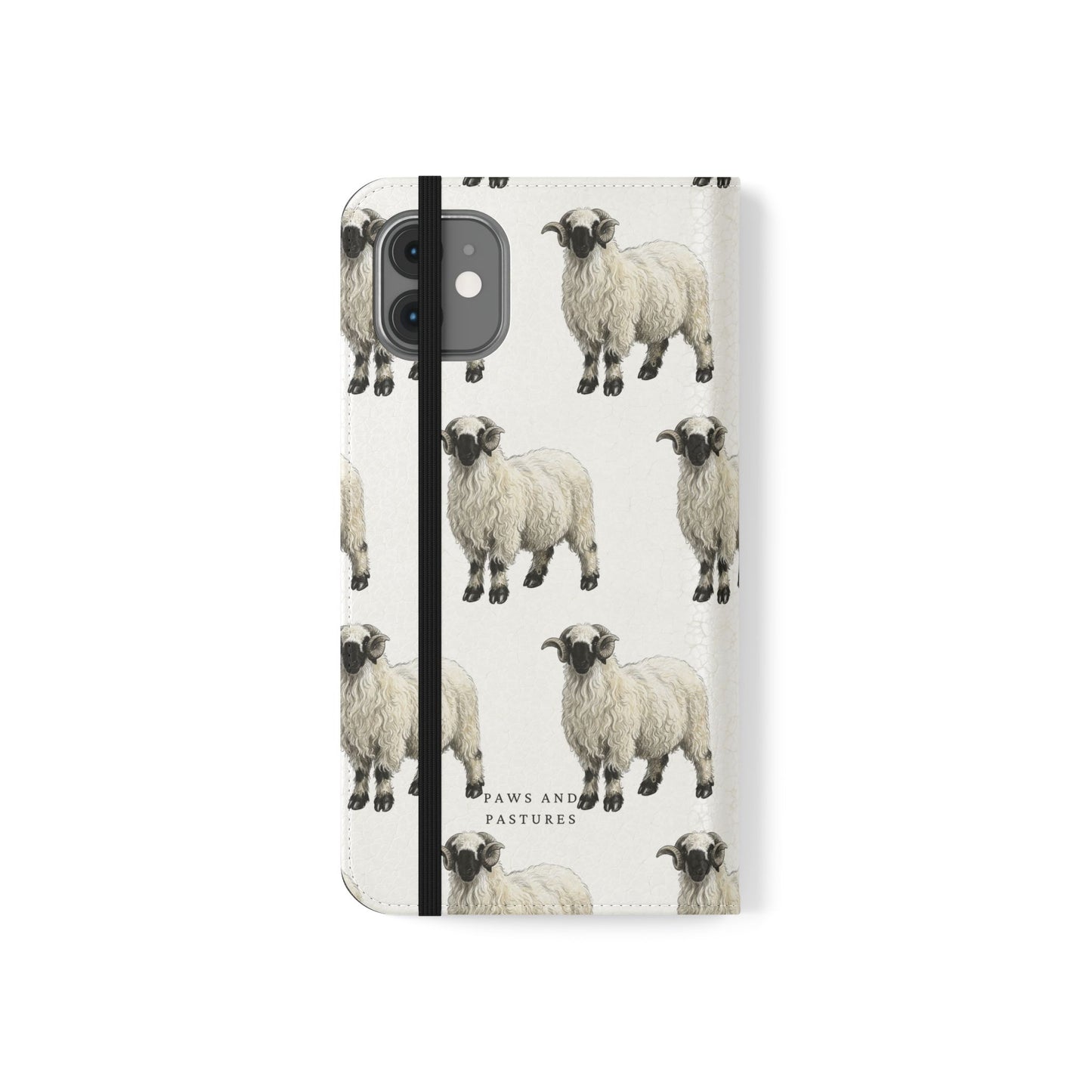 Valais Blacknose Sheep Pattern Flip Phone Case – Cute Farm Animal Wallet Cover
