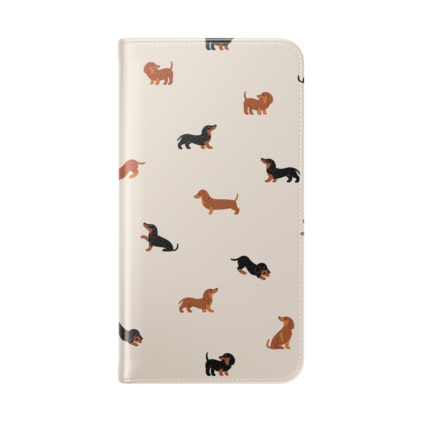 Dachshund Pattern Flip Phone Case — Wallet Folio with Card Slots