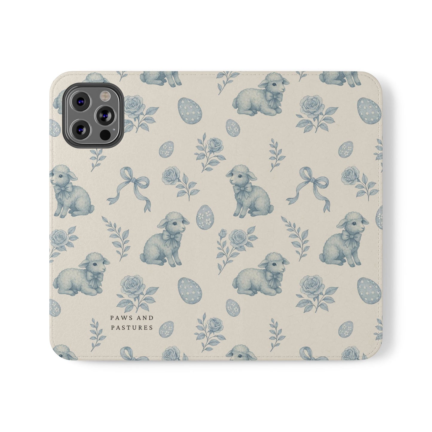 Flip Case — Pastel Blue Easter Lamb Pattern Phone Wallet