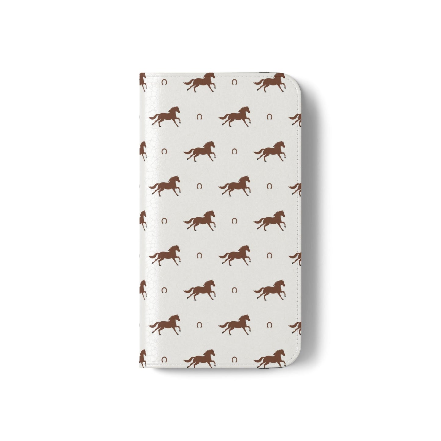 Horse Pattern Flip Case — Leather Wallet Phone Cover with Galloping Horses