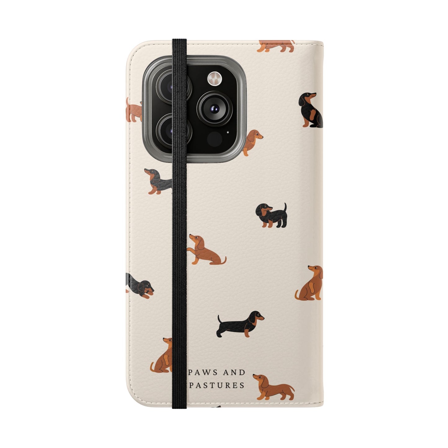 Dachshund Pattern Flip Phone Case — Wallet Folio with Card Slots