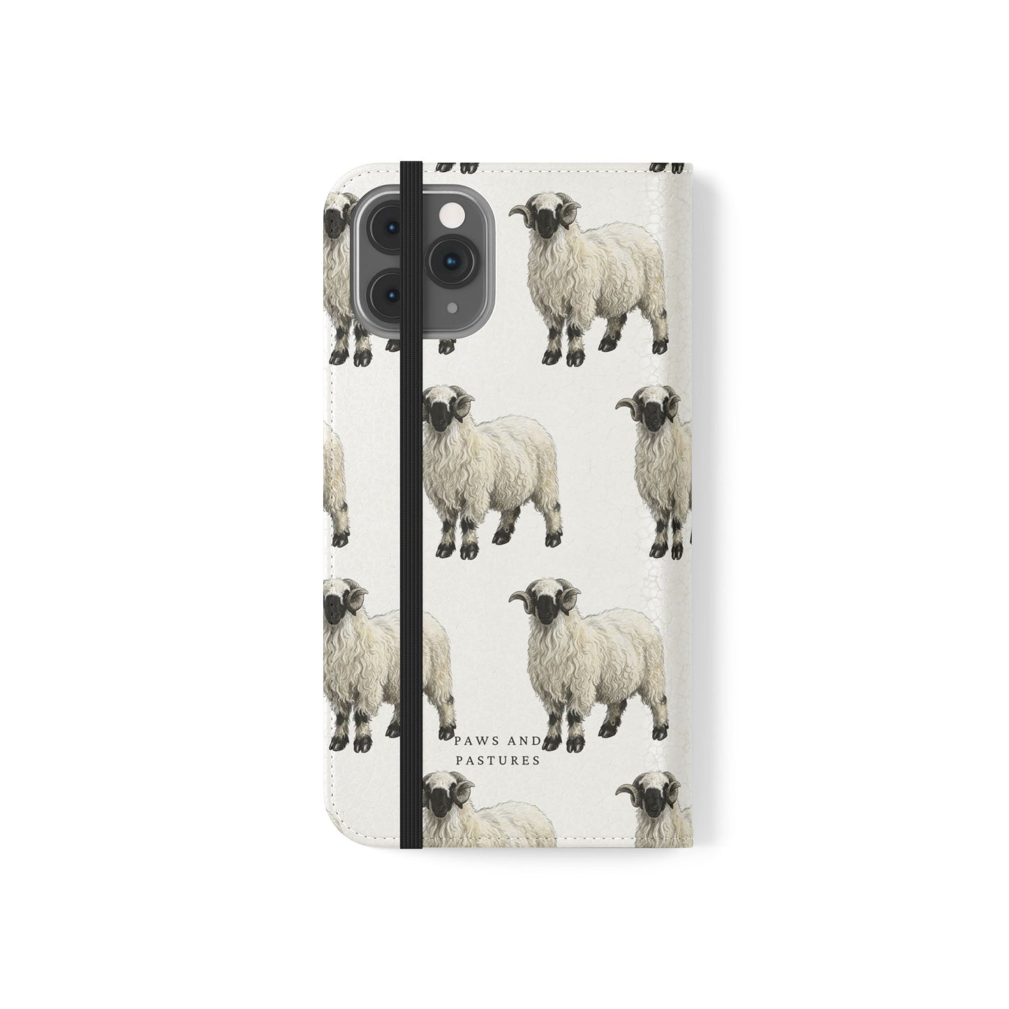 Valais Blacknose Sheep Pattern Flip Phone Case – Cute Farm Animal Wallet Cover