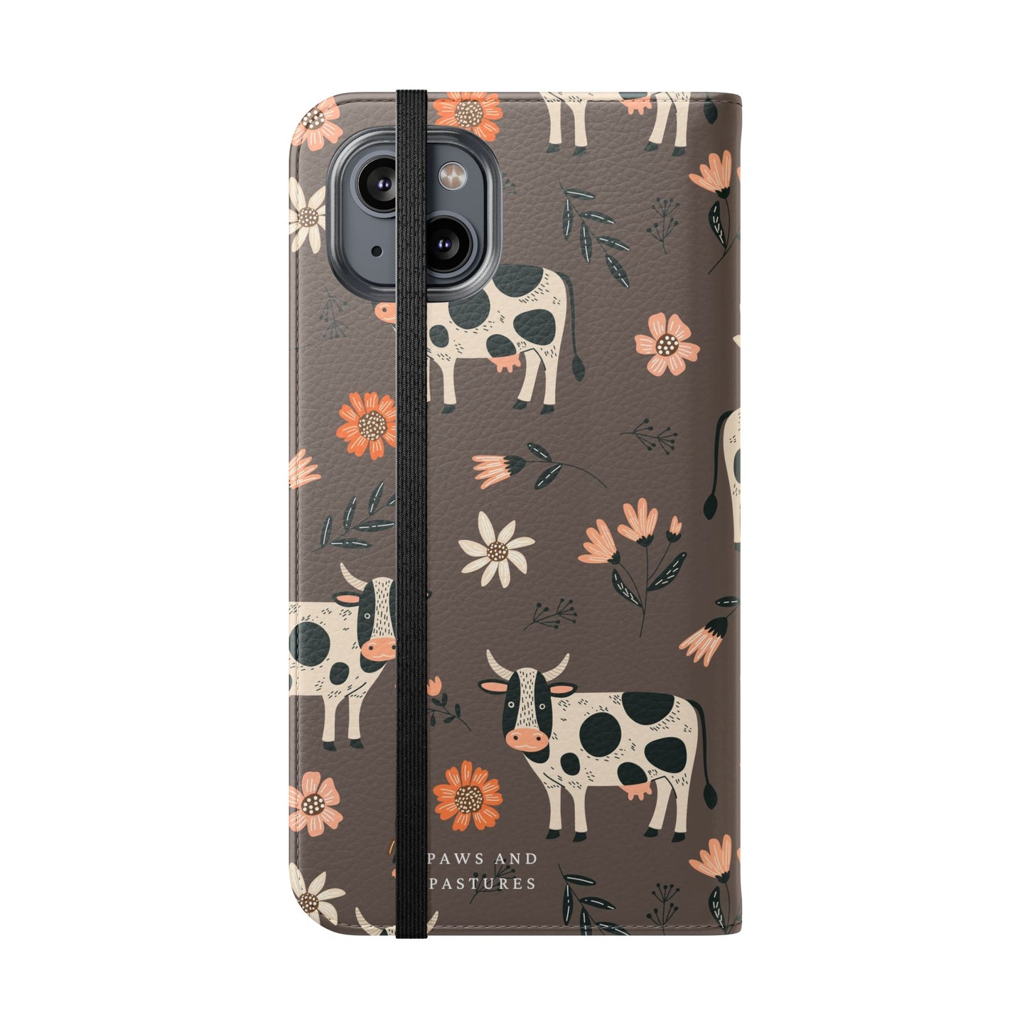 Cow Floral Flip Phone Case – Folklore Farm Pattern Wallet Case
