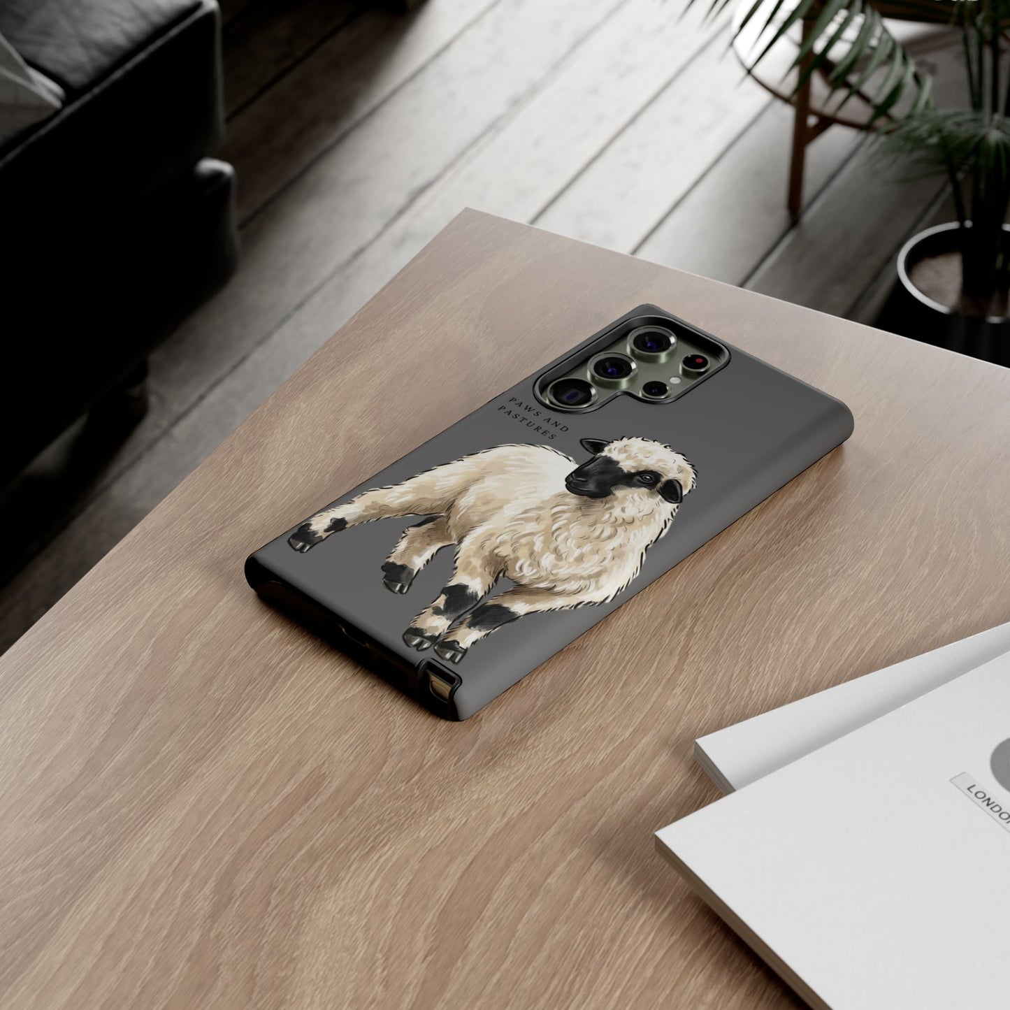Grey Valais Blacknose Sheep Phone Case – 'Paws and Pastures' Cute Lamb Protective iPhone Cover