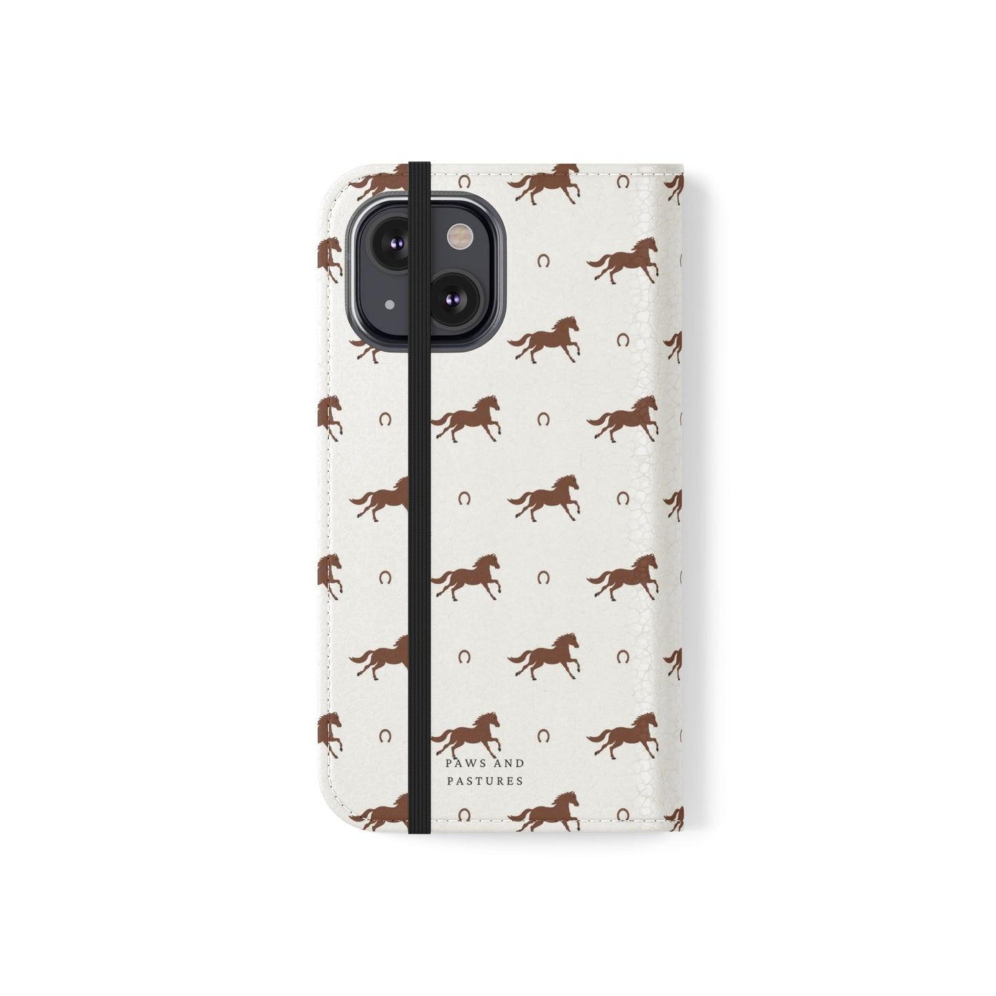 Horse Pattern Flip Case — Leather Wallet Phone Cover with Galloping Horses