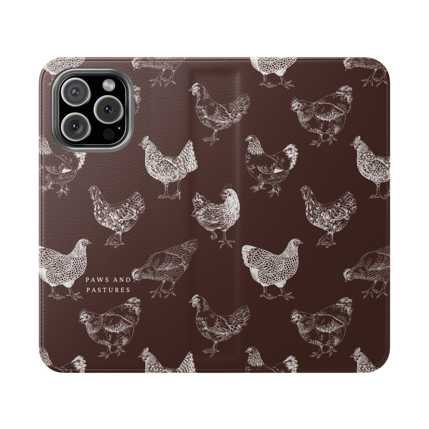 Chicken Pattern Flip Phone Case – Rustic Farmhouse Wallet Cover