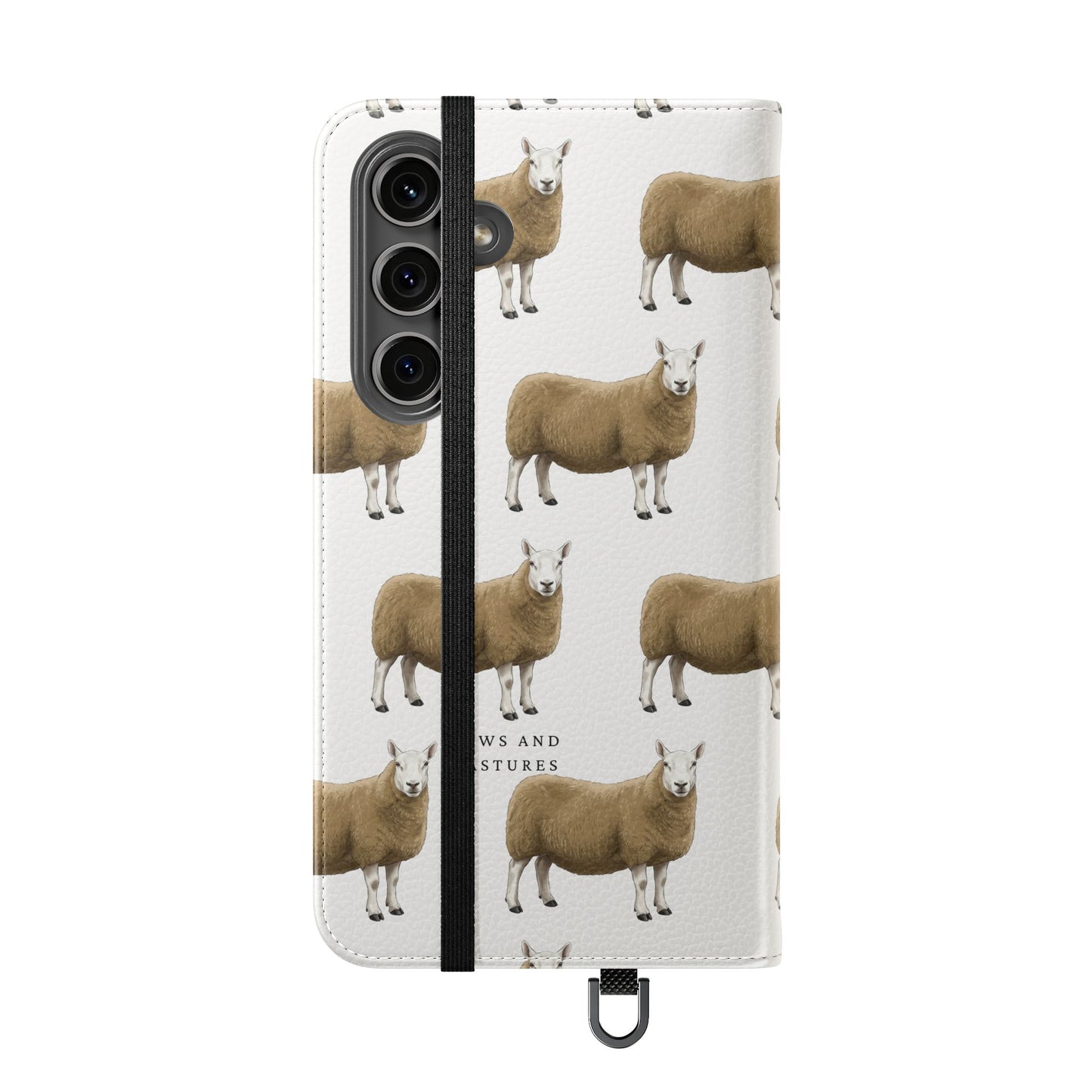 Cheviot Sheep Pattern Flip Phone Case – Cute Pastoral Wallet Cover with Card Slots