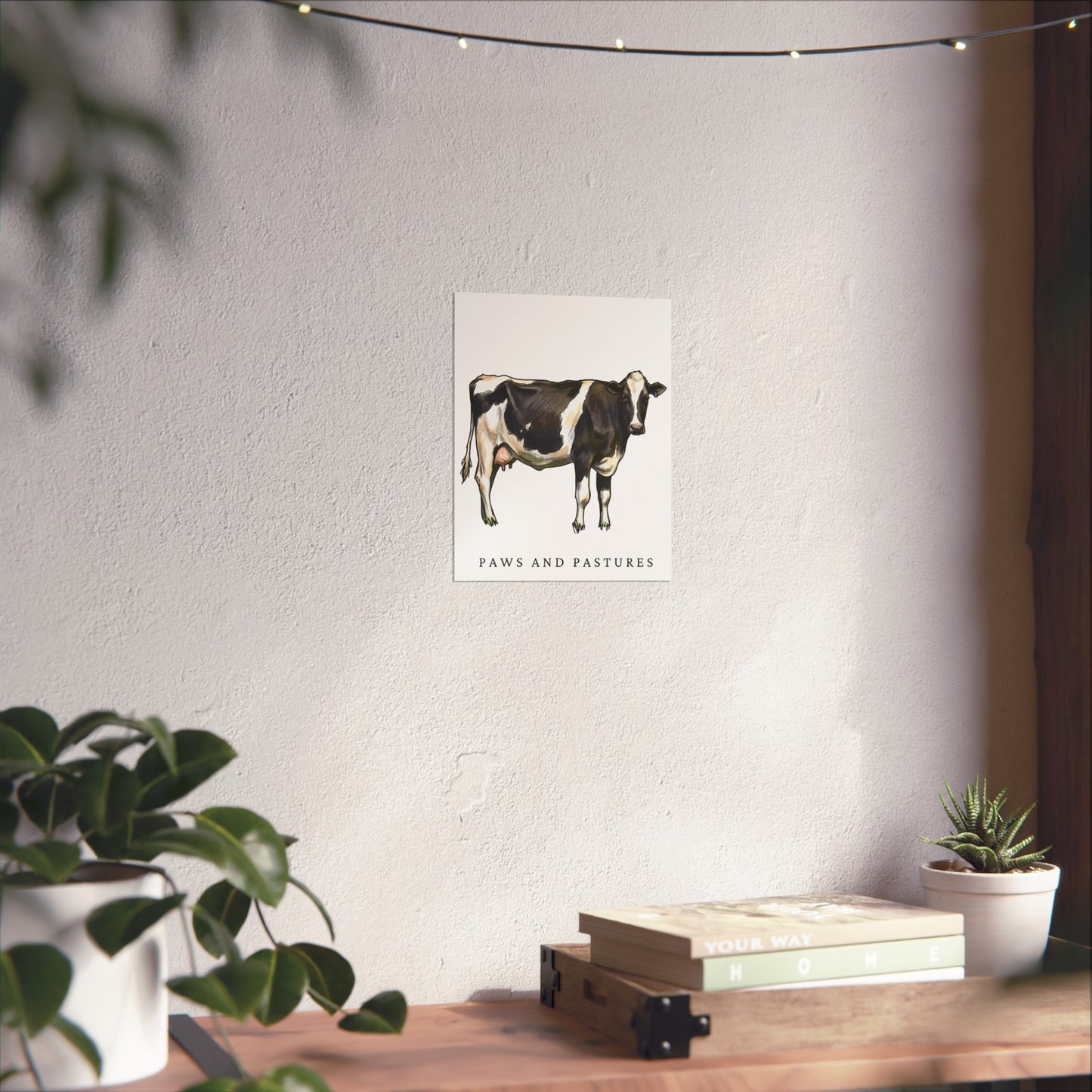Cow Illustration Fine Art Poster — Paws and Pastures Wall Art