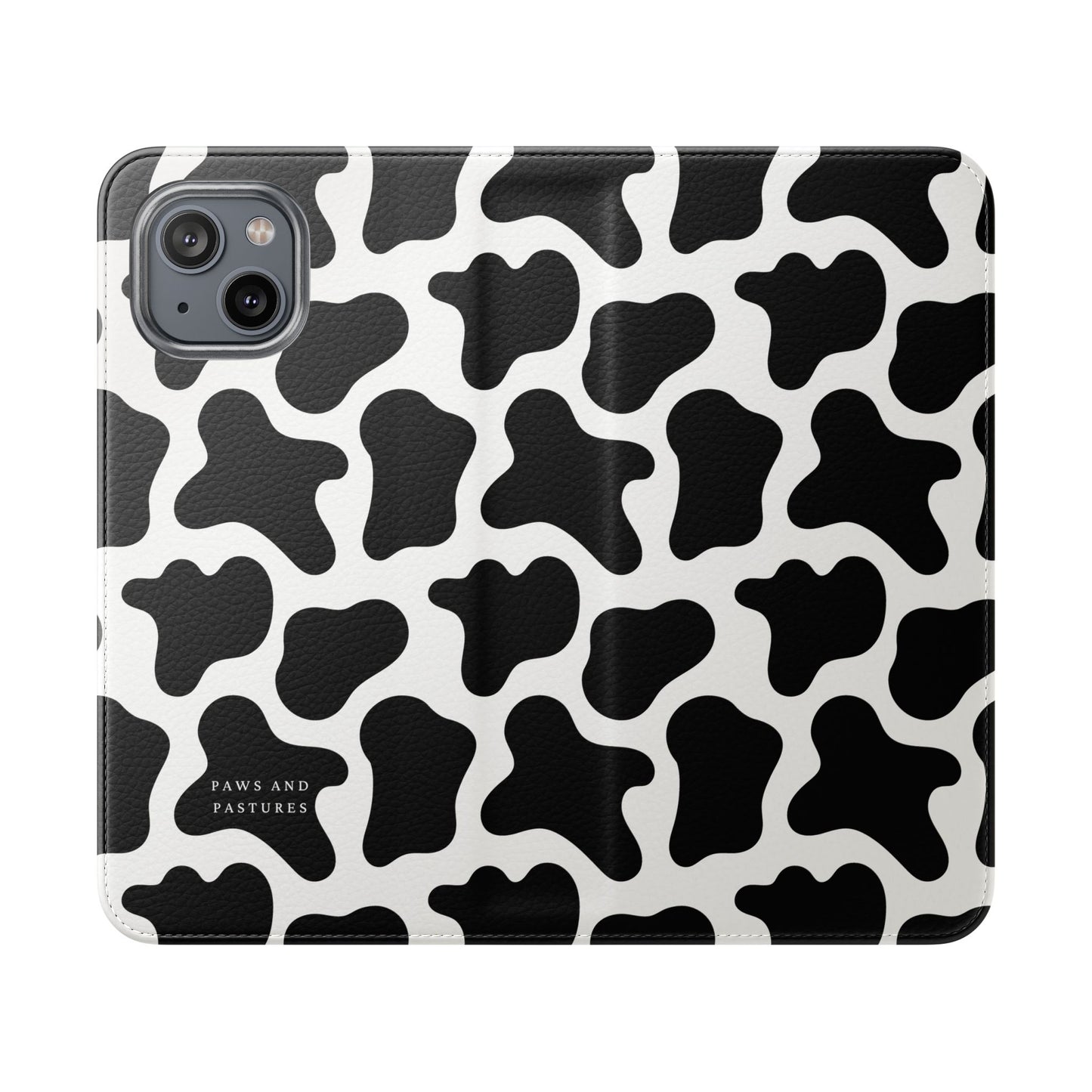 Cow Print Flip Phone Case — Black & White Wallet Flip Case