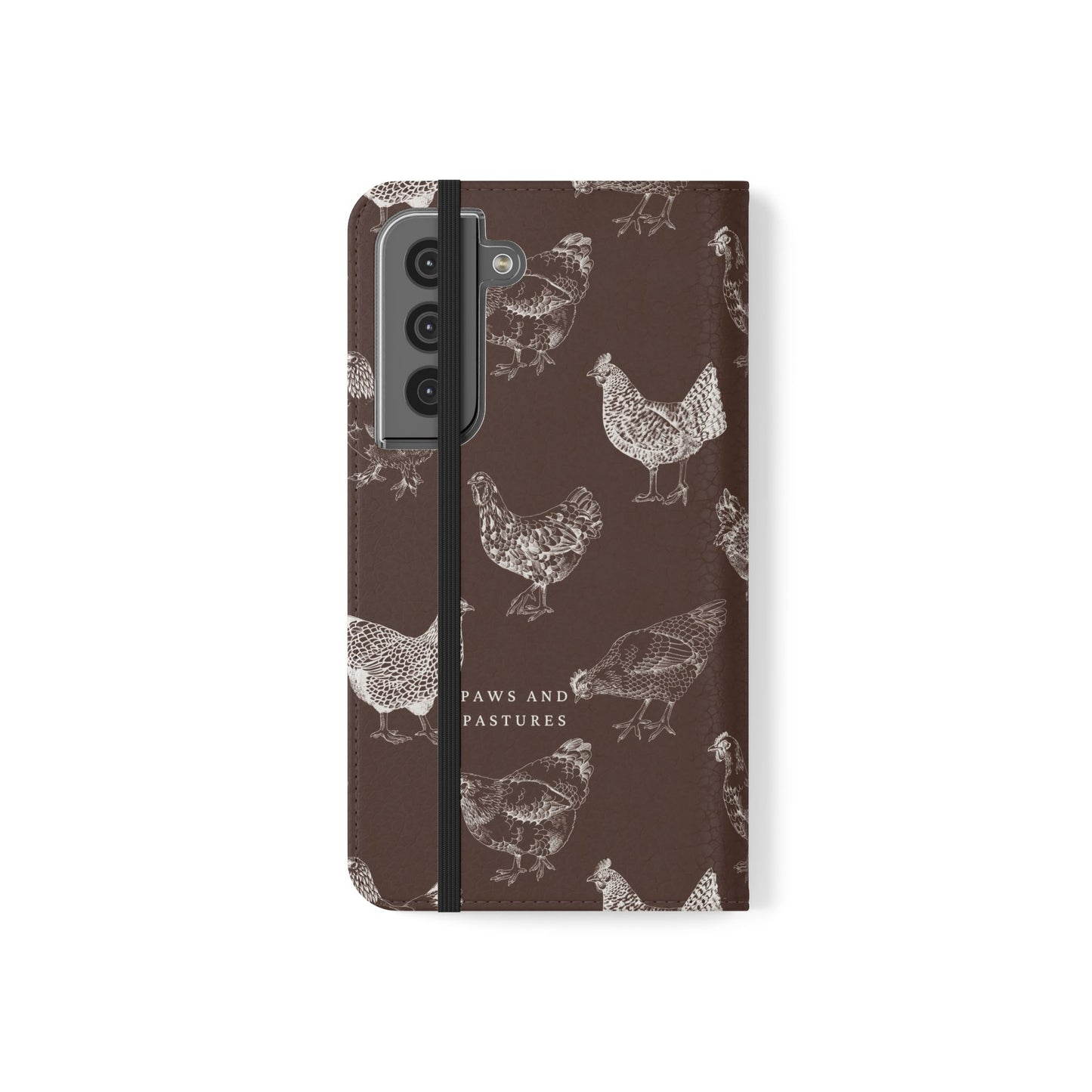 Chicken Pattern Flip Phone Case – Rustic Farmhouse Wallet Cover