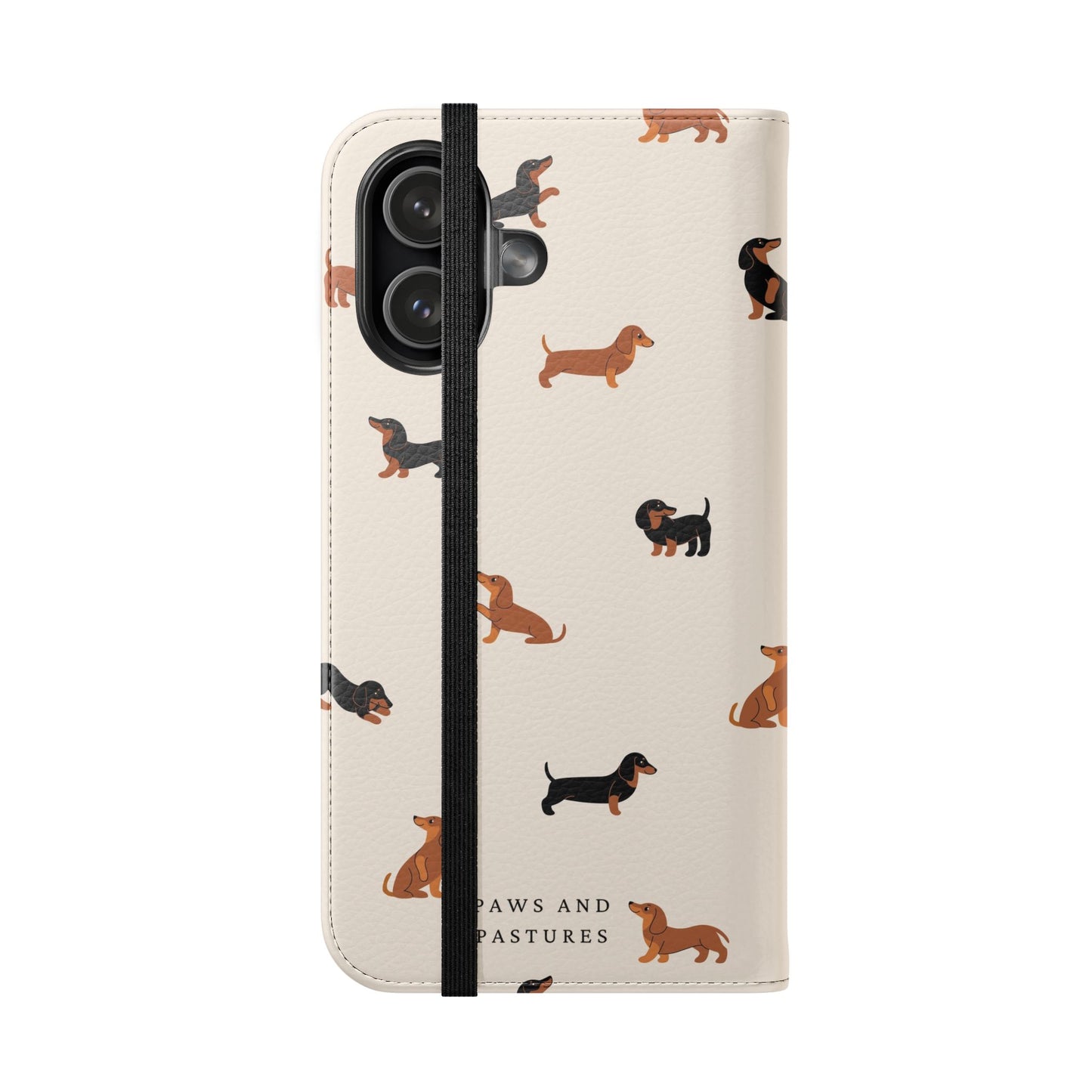 Dachshund Pattern Flip Phone Case — Wallet Folio with Card Slots