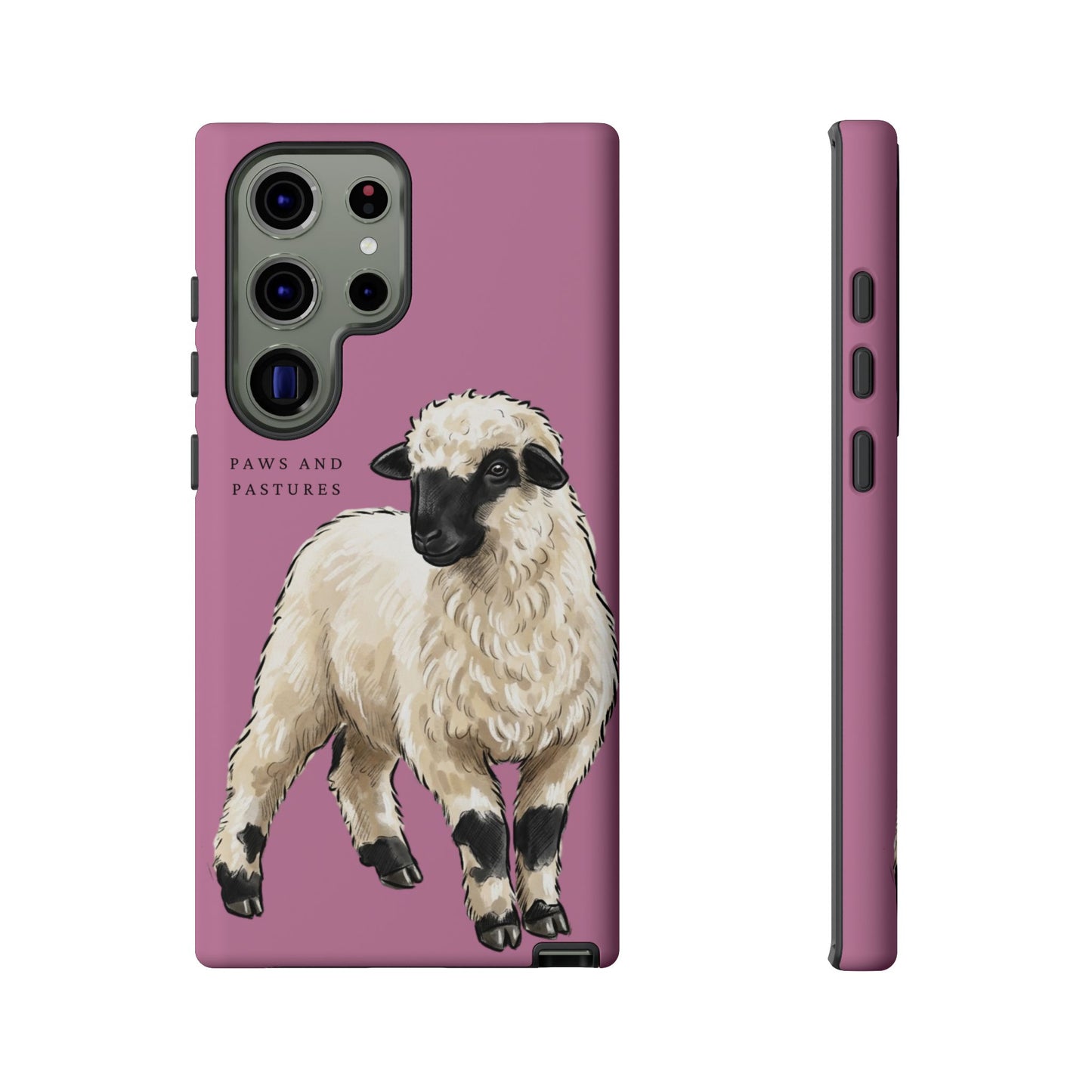 Pink Valais Blacknose Sheep Phone Case – 'Paws and Pastures' Cute Lamb Protective iPhone Cover