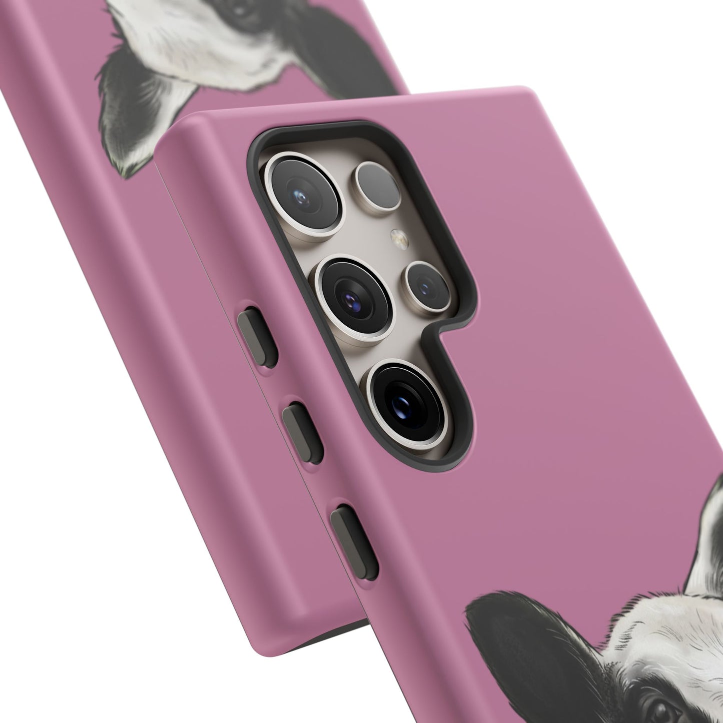 Pink Dutch Spotted Sheep Portrait Phone Case - Black & White Lamb Illustration Protective Cover